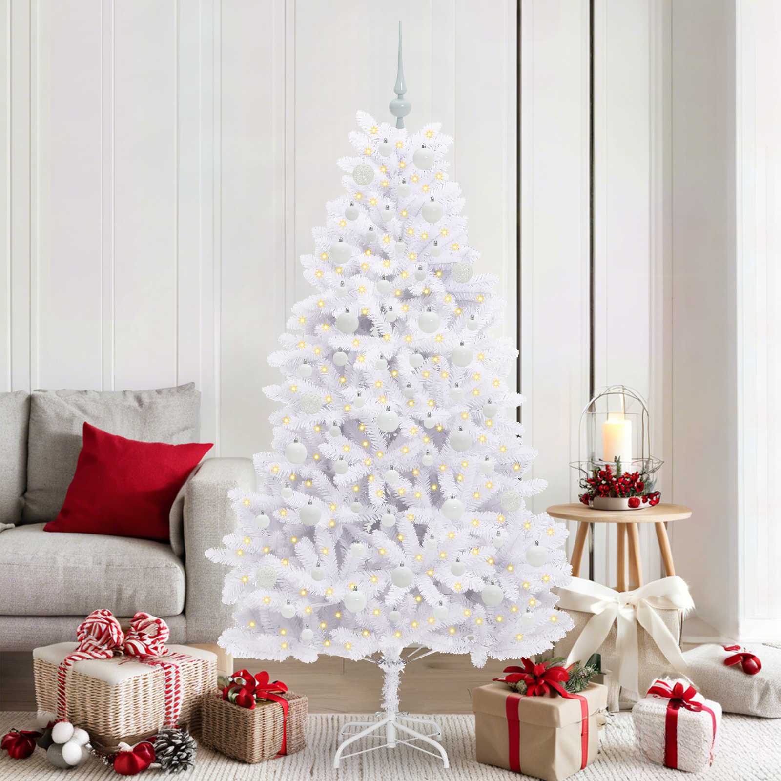 FROSTEL Artificial Hinged Christmas Tree White 180 cm PVC and Steel - Tyrell & Tyrell