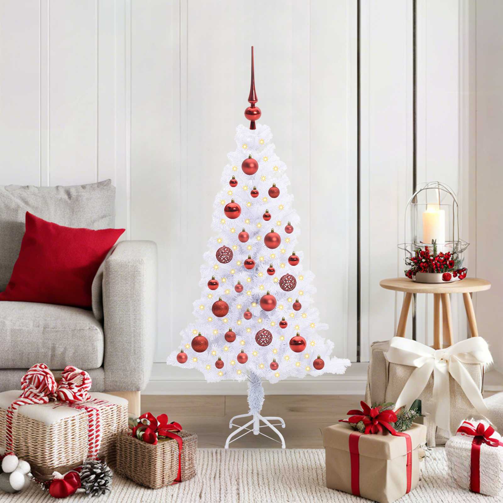 CUDWIN Artificial Christmas Tree with Stand White 120 cm PVC and Steel - Design Hut