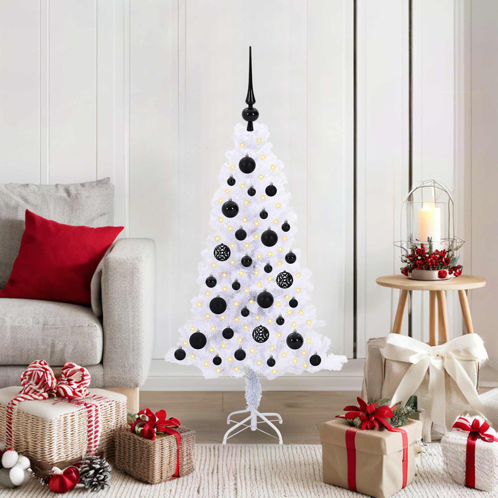 CUDWIN Artificial Christmas Tree with Stand White 120 cm PVC and Steel - Direct Imports