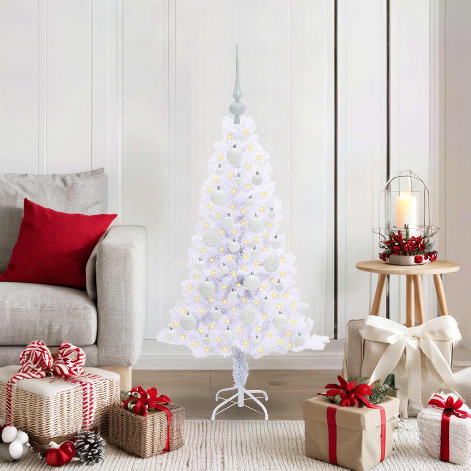 CUDWIN Artificial Christmas Tree with Stand White 120 cm PVC and Steel - Merkel Designers