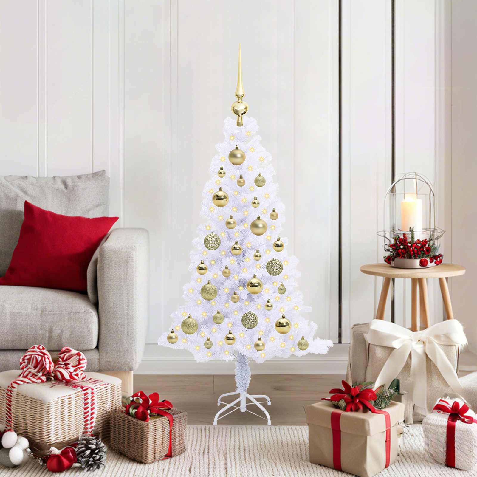 CUDWIN Artificial Christmas Tree with Stand White 120 cm PVC and Steel - Merlin Deals