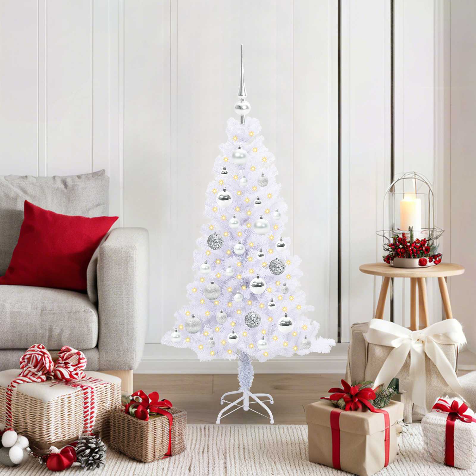 CUDWIN Artificial Christmas Tree with Stand White 120 cm PVC and Steel - Millennium Furniture