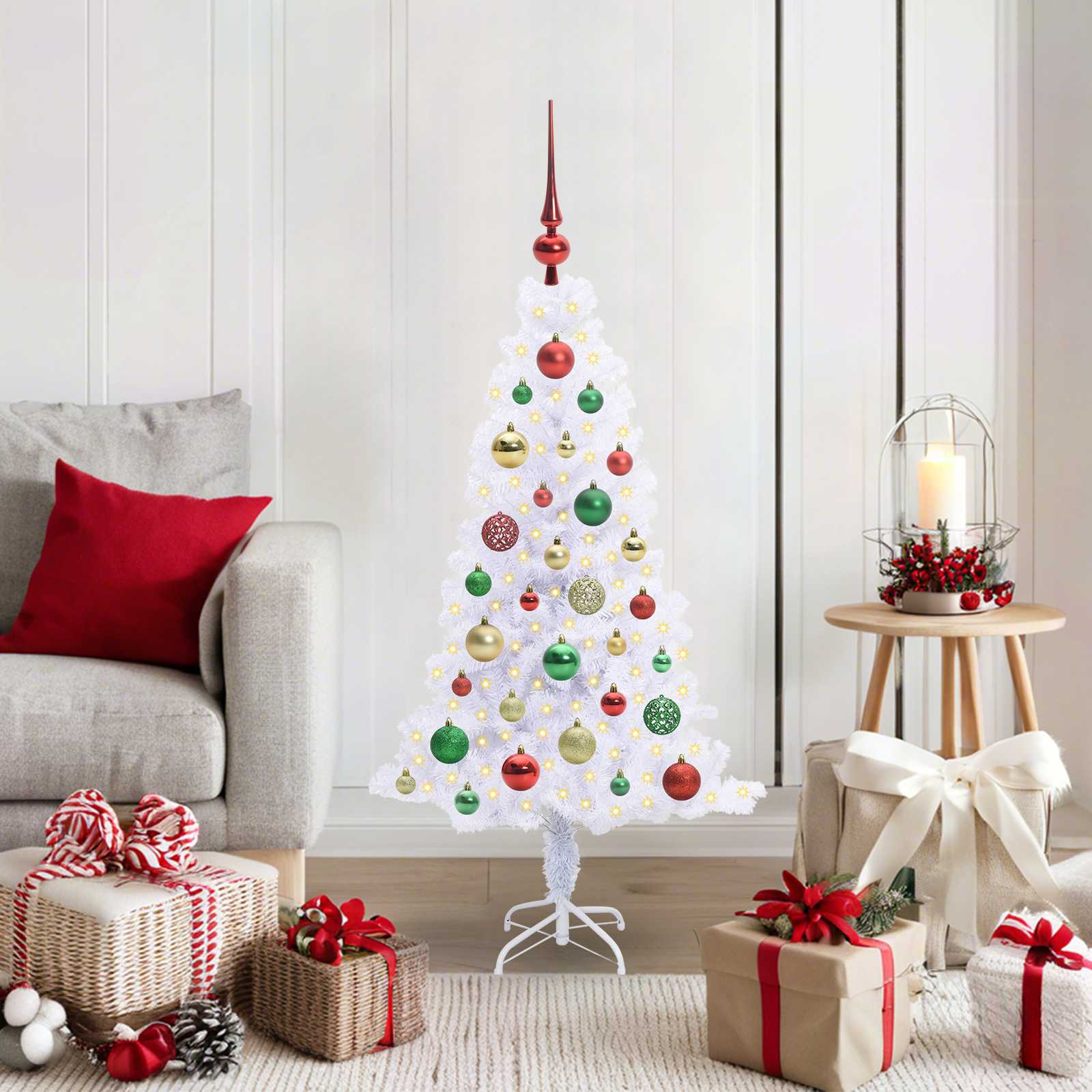 CUDWIN Artificial Christmas Tree with Stand White 120 cm PVC and Steel - Style and Chic
