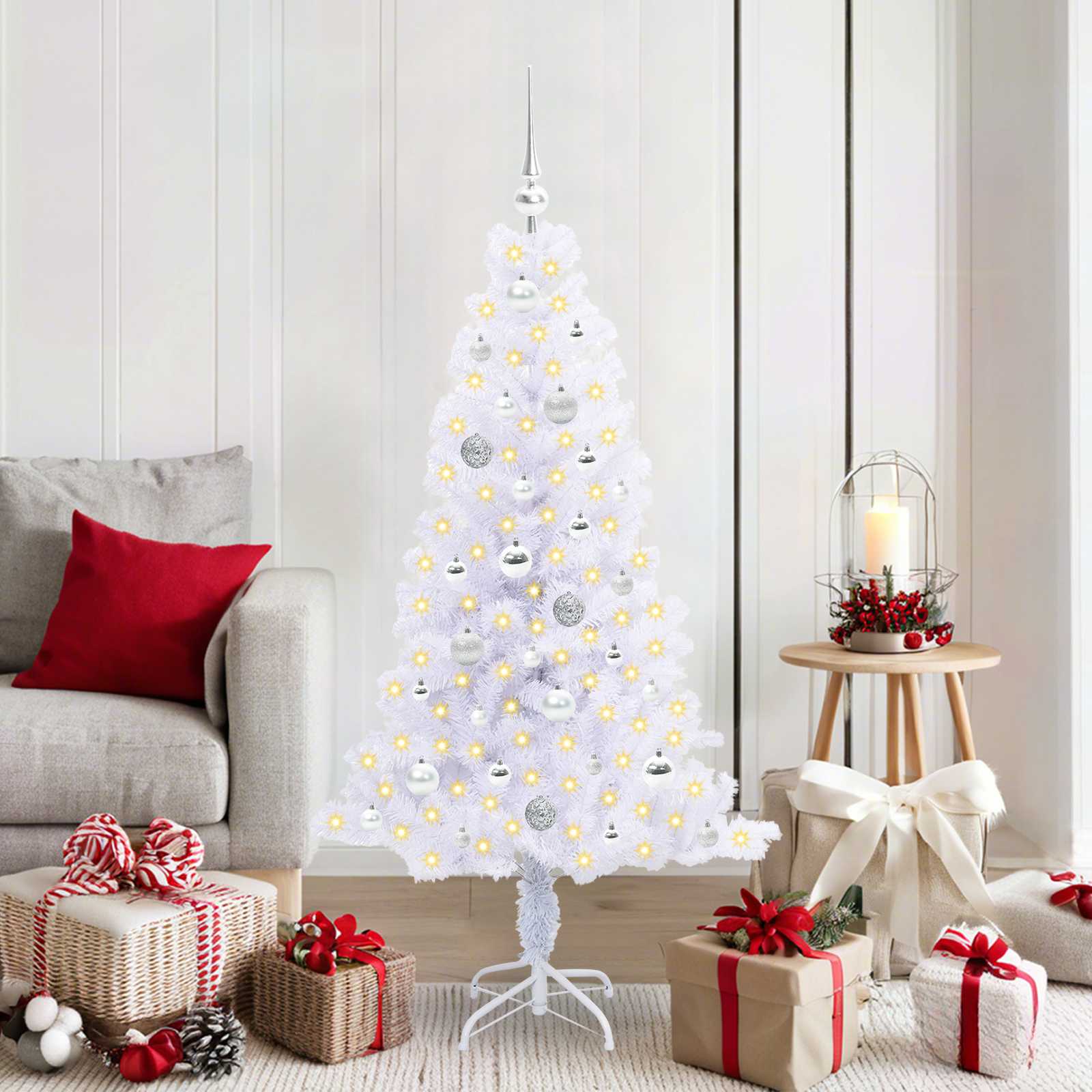CUDWIN Artificial Christmas Tree with Stand White 150 cm PVC and Steel - Casper Homes