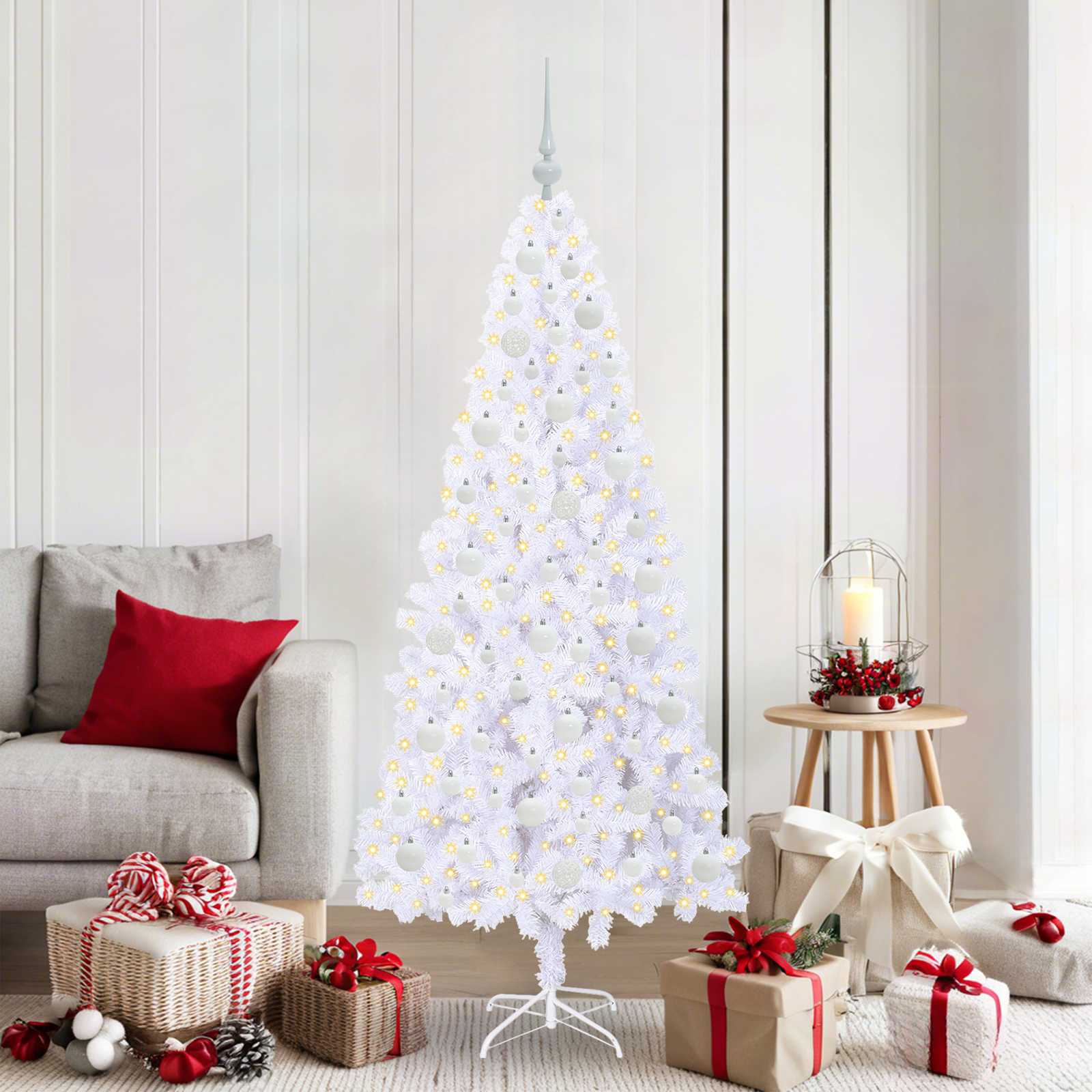 CUDWIN Artificial Christmas Tree with Stand White 180 cm PVC and Steel - Merlin Deals