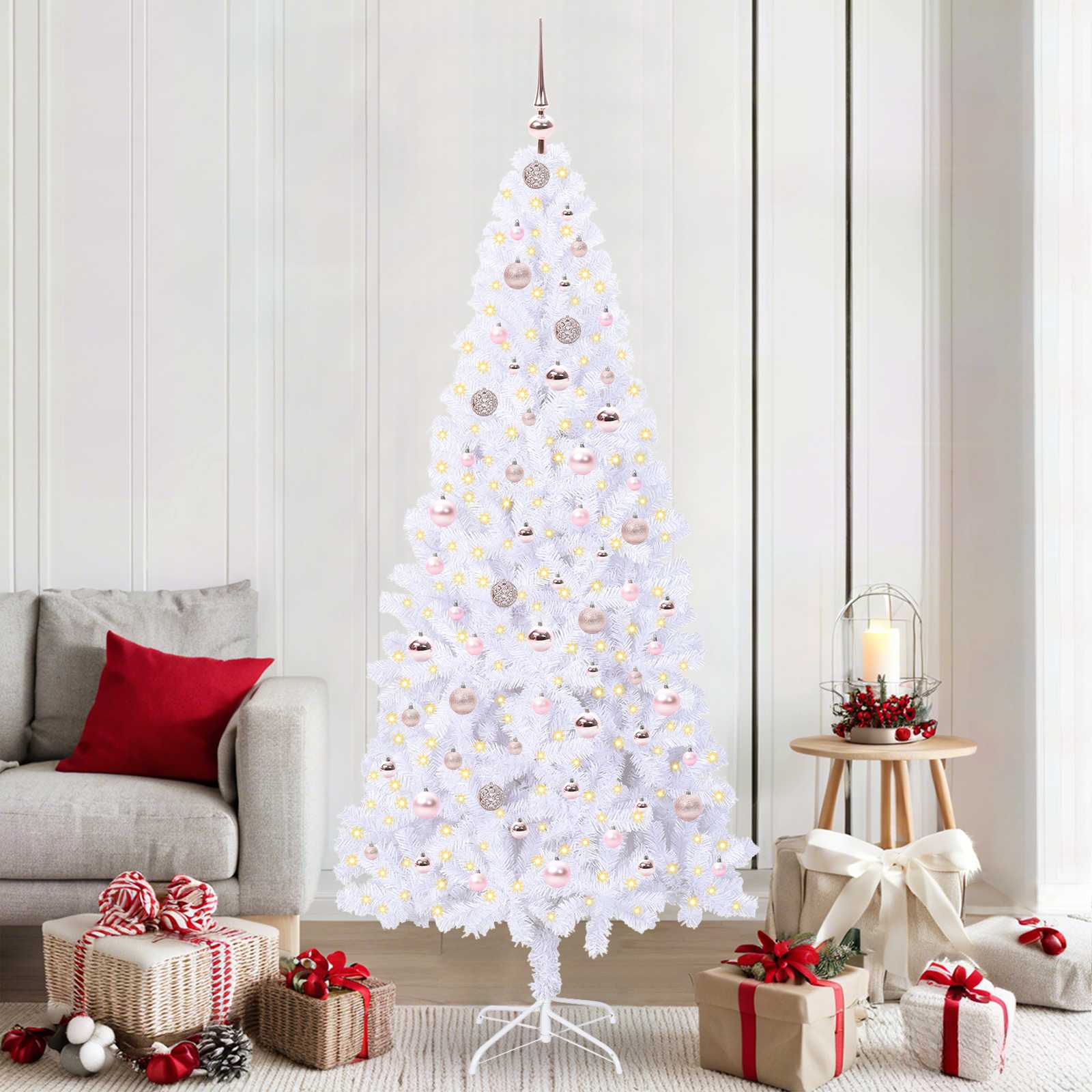 CUDWIN Artificial Christmas Tree with Stand White 210 cm PVC and Steel - All Things Good