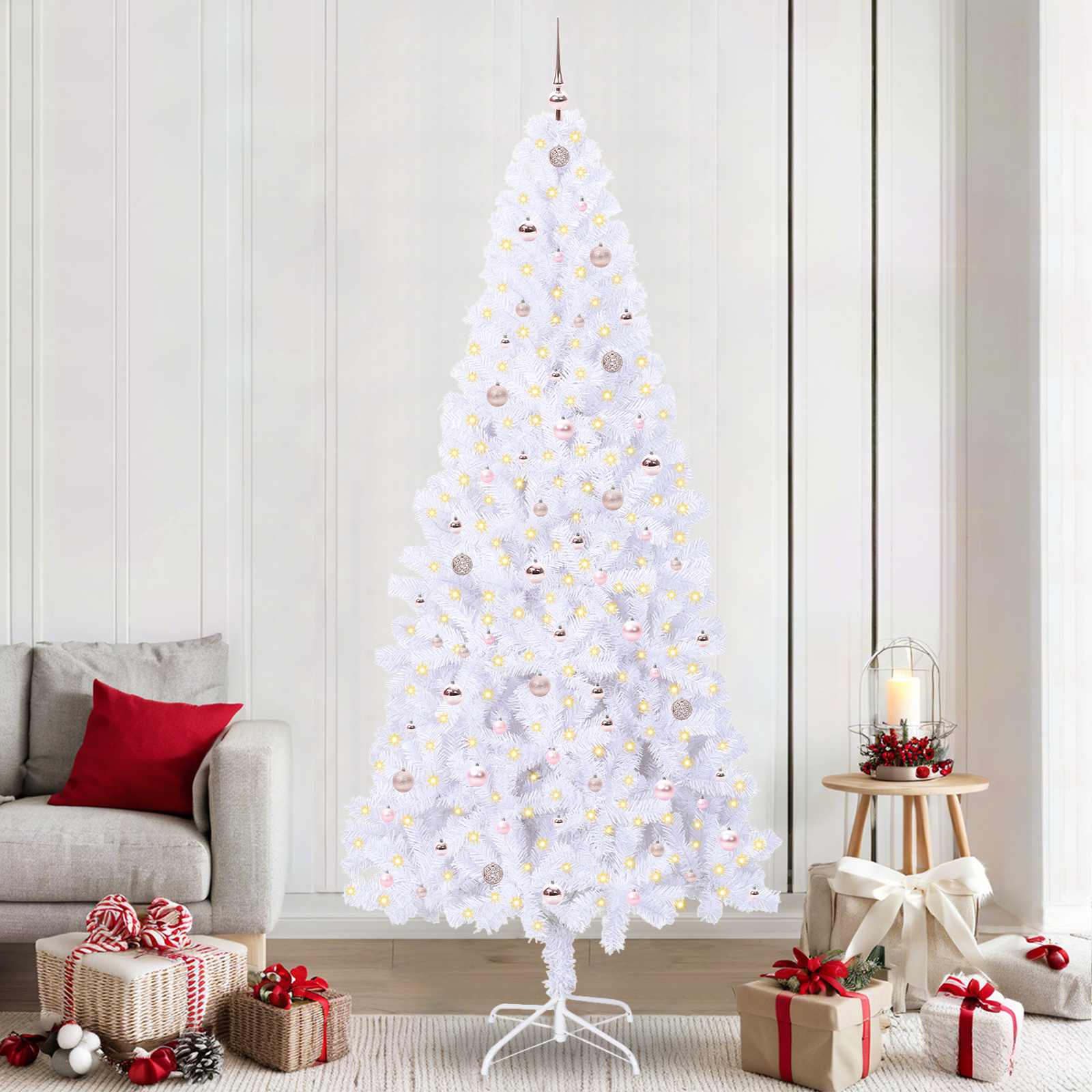 CUDWIN Artificial Christmas Tree with Stand White 240 cm PVC and Steel - Merlin Deals