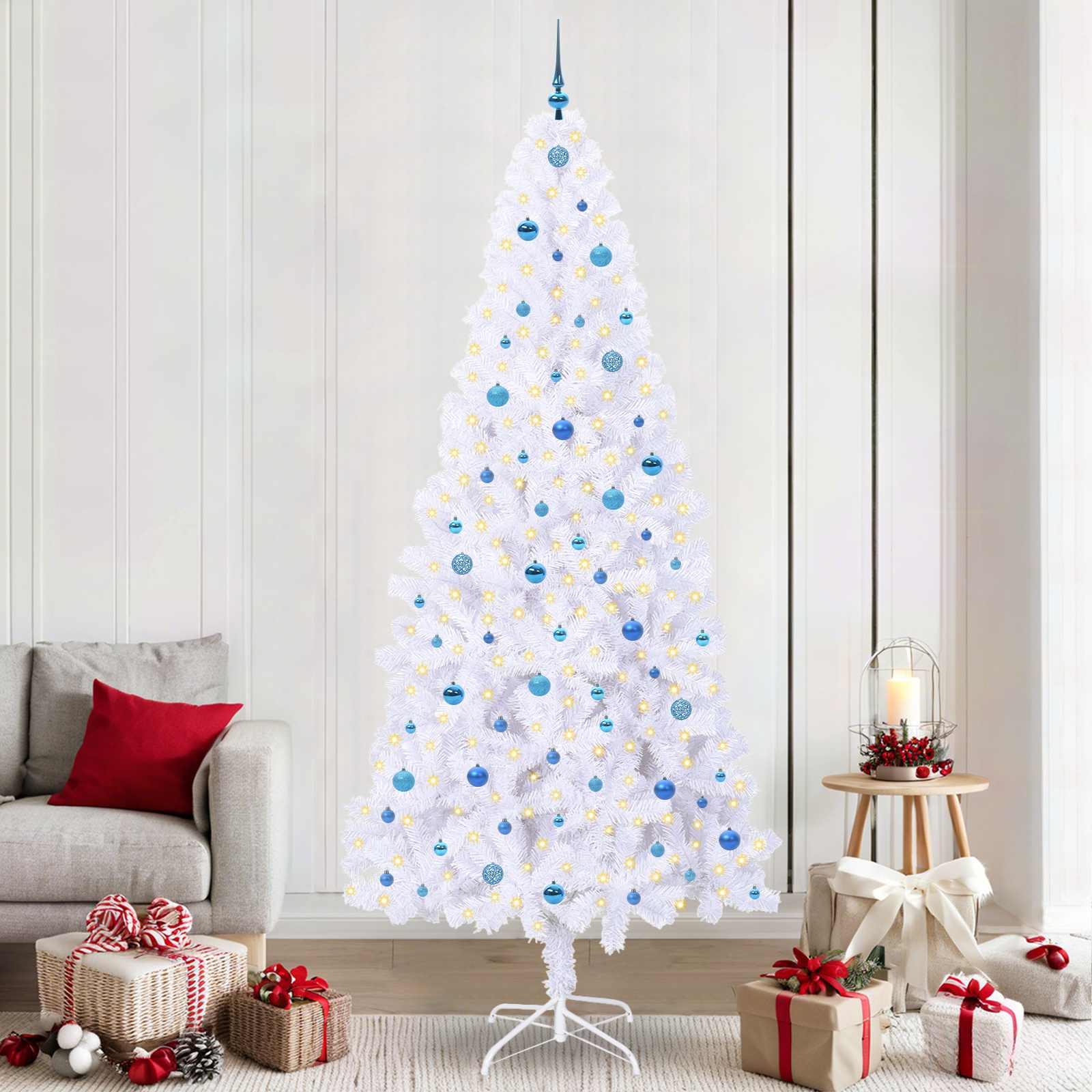 CUDWIN Artificial Christmas Tree with Stand White 240 cm PVC and Steel - The Home Maker