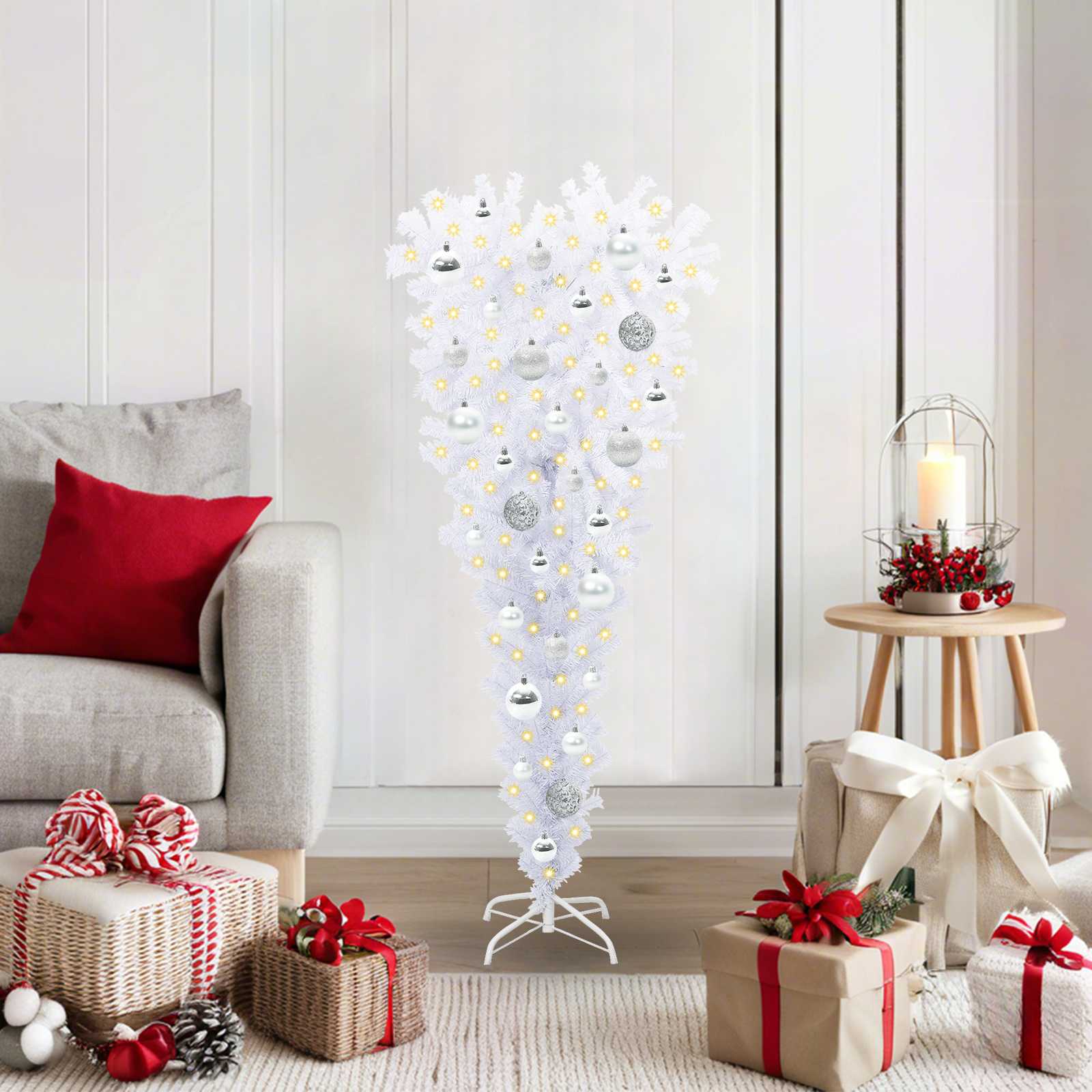 CUDWIN Artificial Christmas Tree with Stand White 120 cm PVC and Steel - Discount Dealers