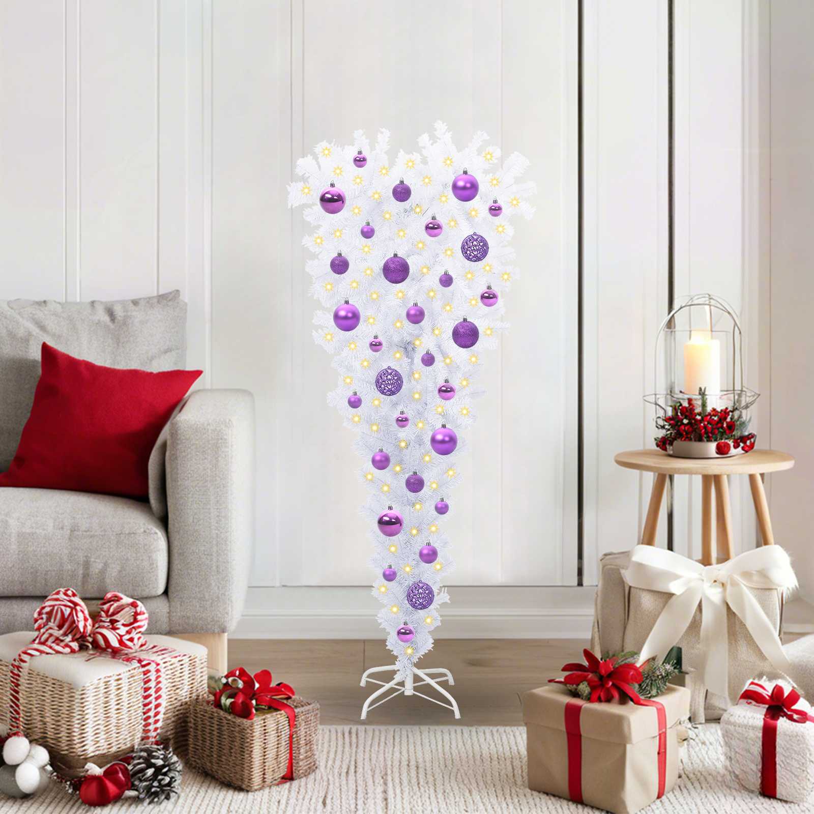 CUDWIN Artificial Christmas Tree with Stand White 120 cm PVC and Steel - Merkel Designers
