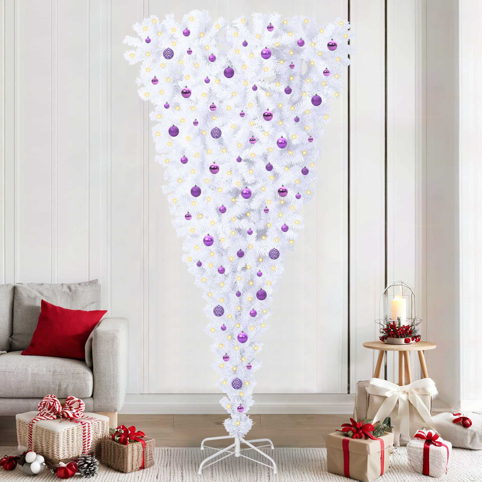 FIRROX Artificial Christmas Tree with Stand White 240 cm PVC and Steel - Casper Homes