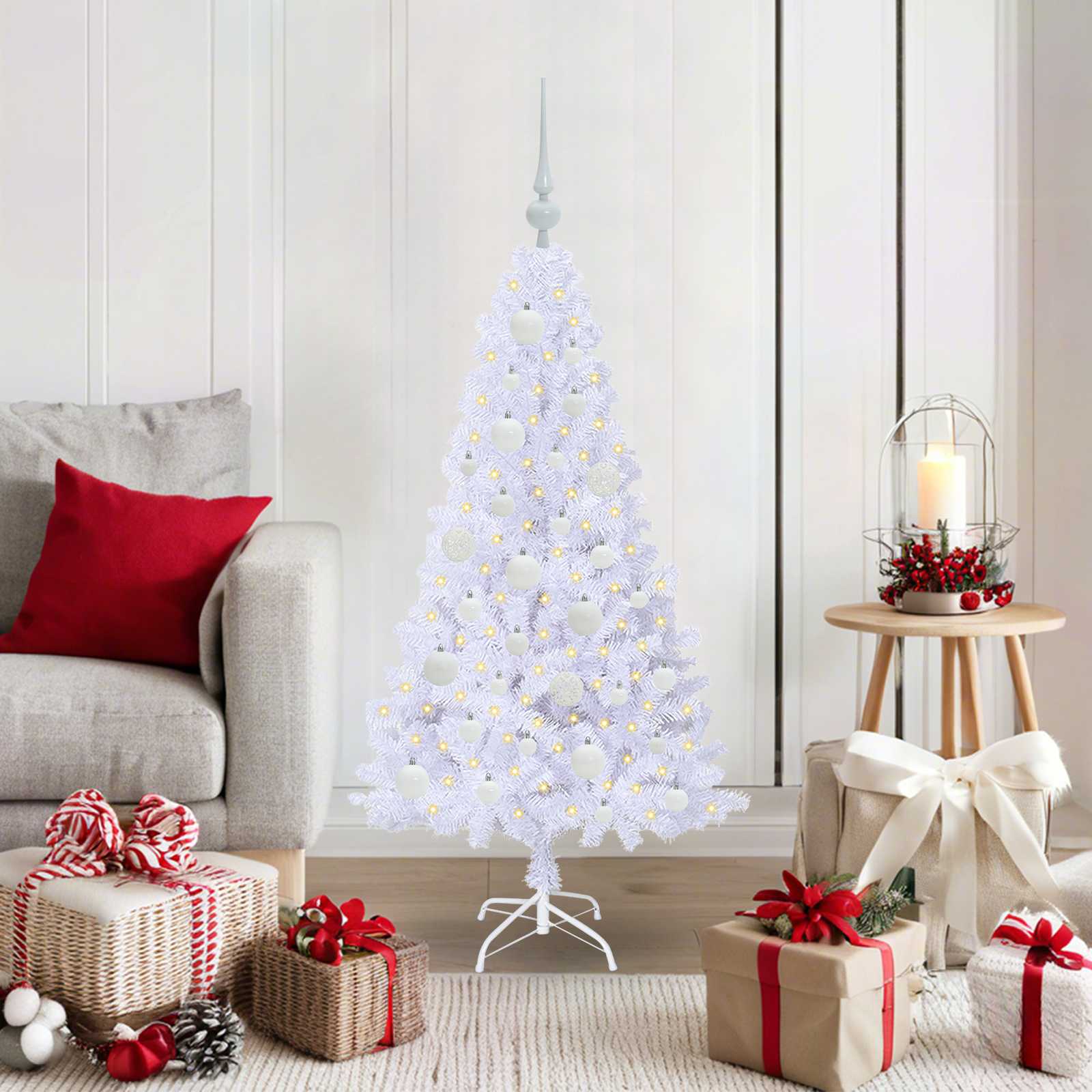 FIRROX Artificial Christmas Tree with Stand White 120 cm PVC and Steel - Merkel Designers