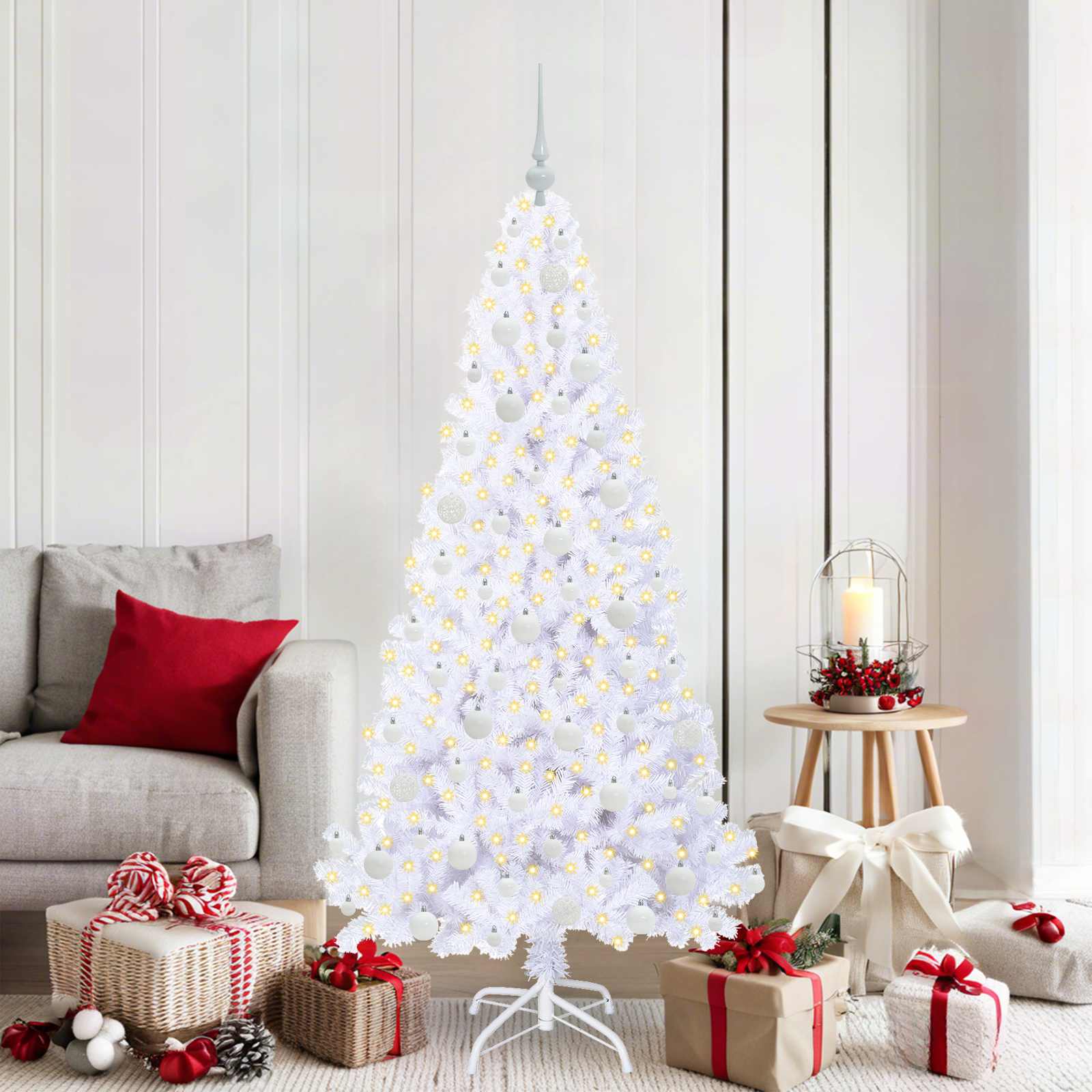 FIRROX Artificial Christmas Tree with Stand White 180 cm PVC and Steel - Merlin Deals
