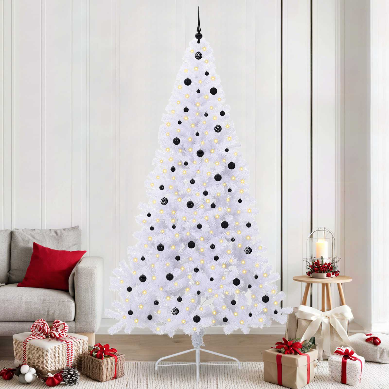 FLURRA Artificial Christmas Tree with Stand White 240 cm PVC and Steel - Millennium Furniture