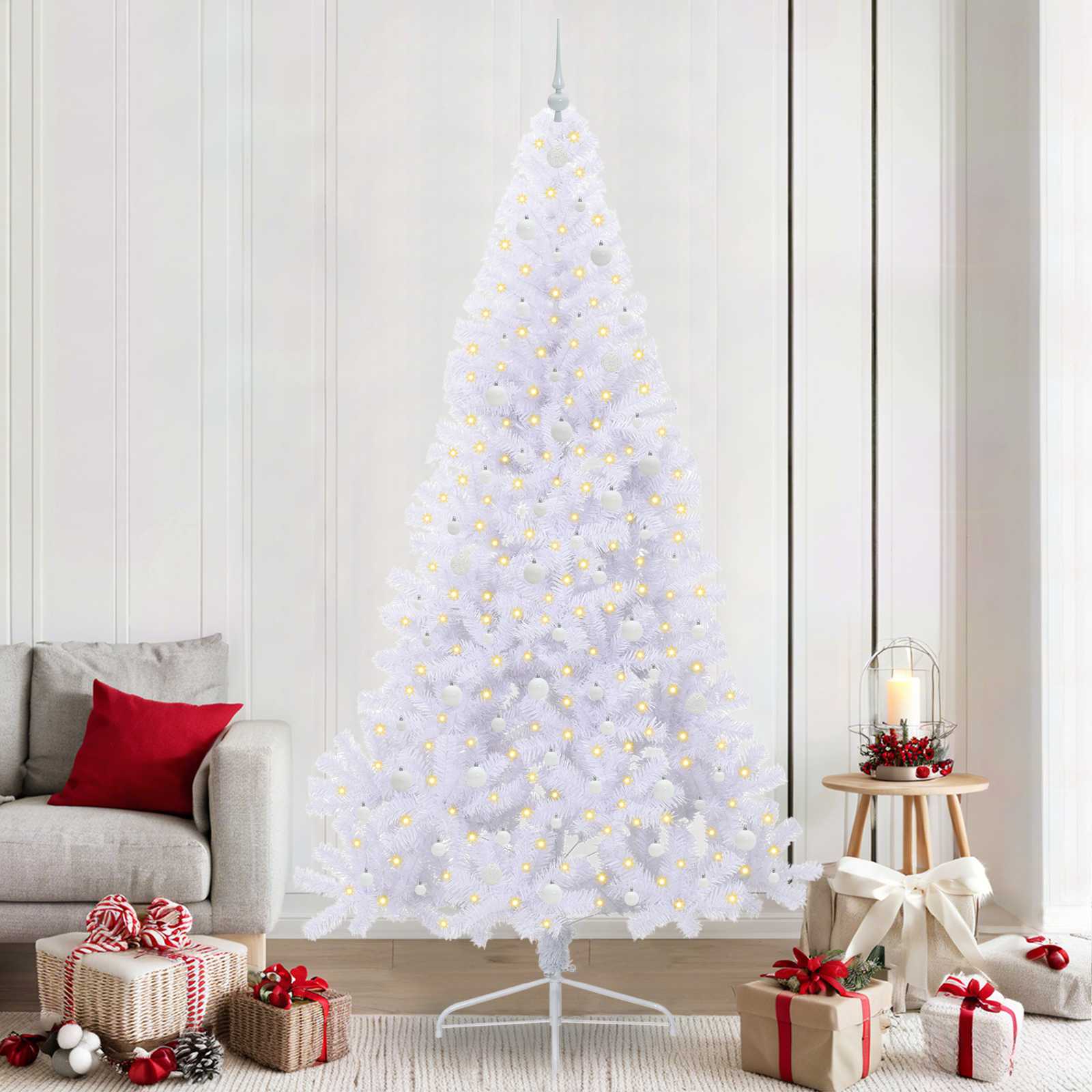 FLURRA Artificial Christmas Tree with Stand White 240 cm PVC and Steel - Sid & Sam