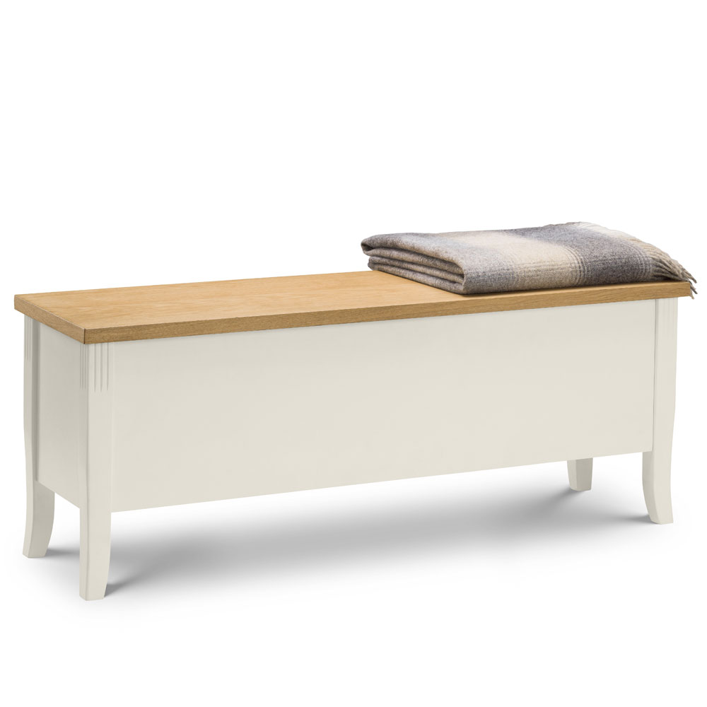Davenport Solid Rubberwood Storage Bench - Ivory /Oak - JB Collections
