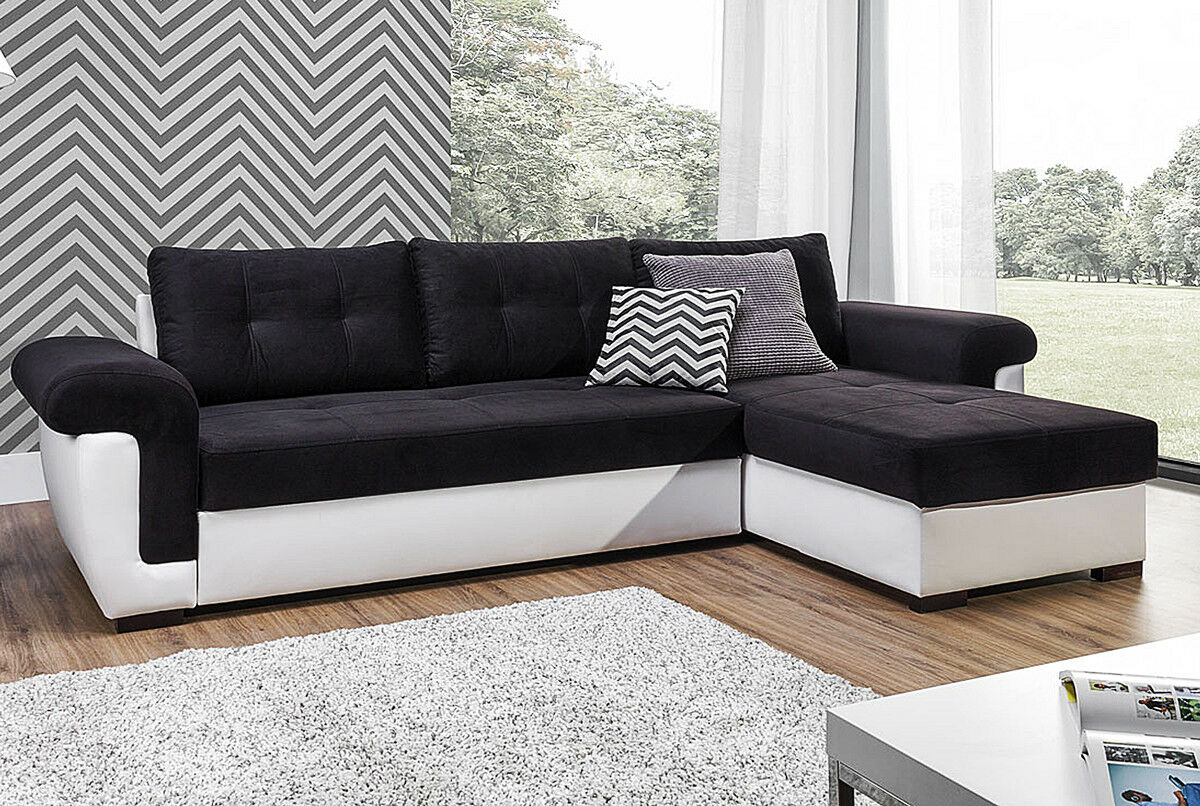 Luxury 3/4 Seater Fabric X Large Sofabed - Black and White - Bedroom & More