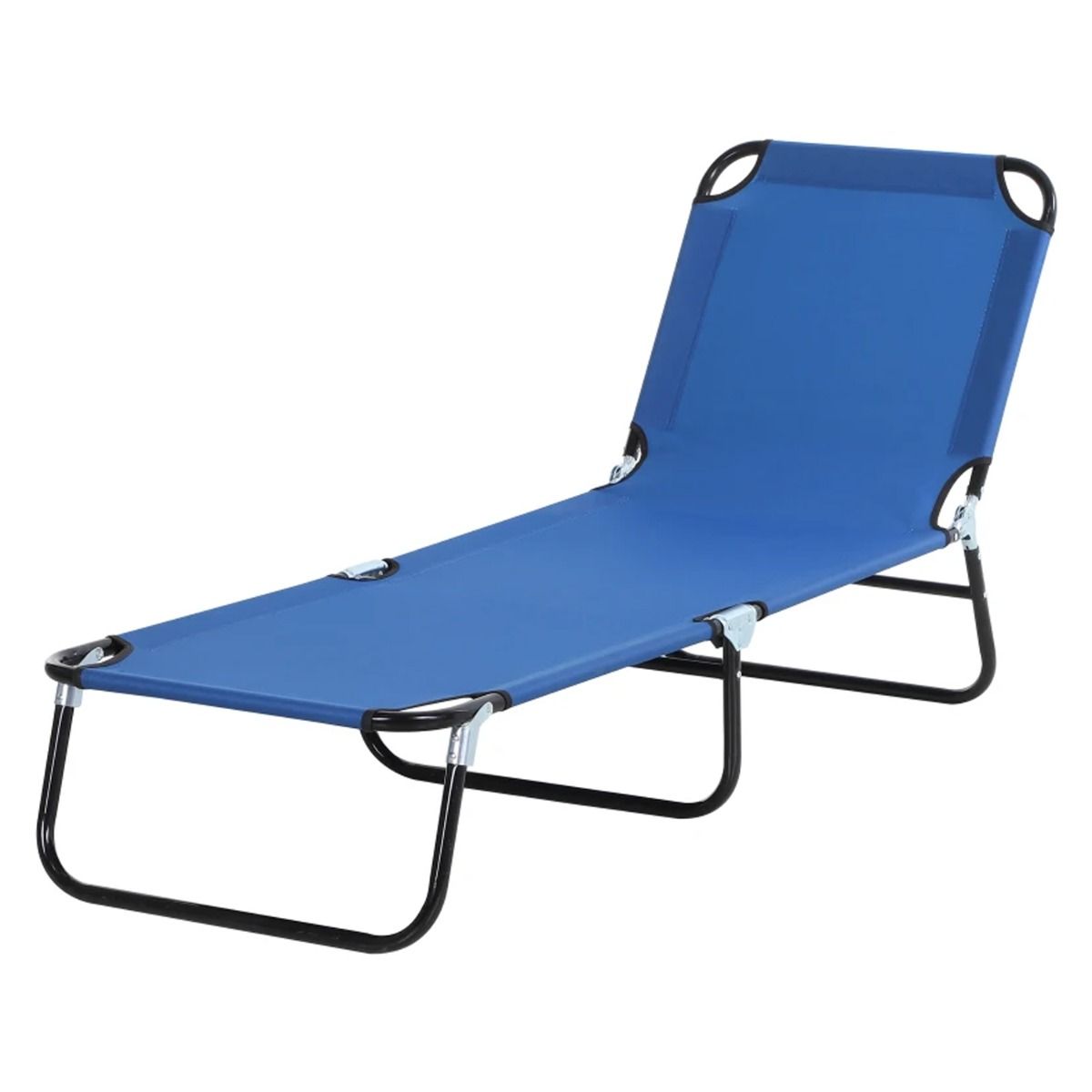 Portable Folding Sun Lounger With 3 Position Adjustable Backrest Recliner - Blue - The Garden Savant