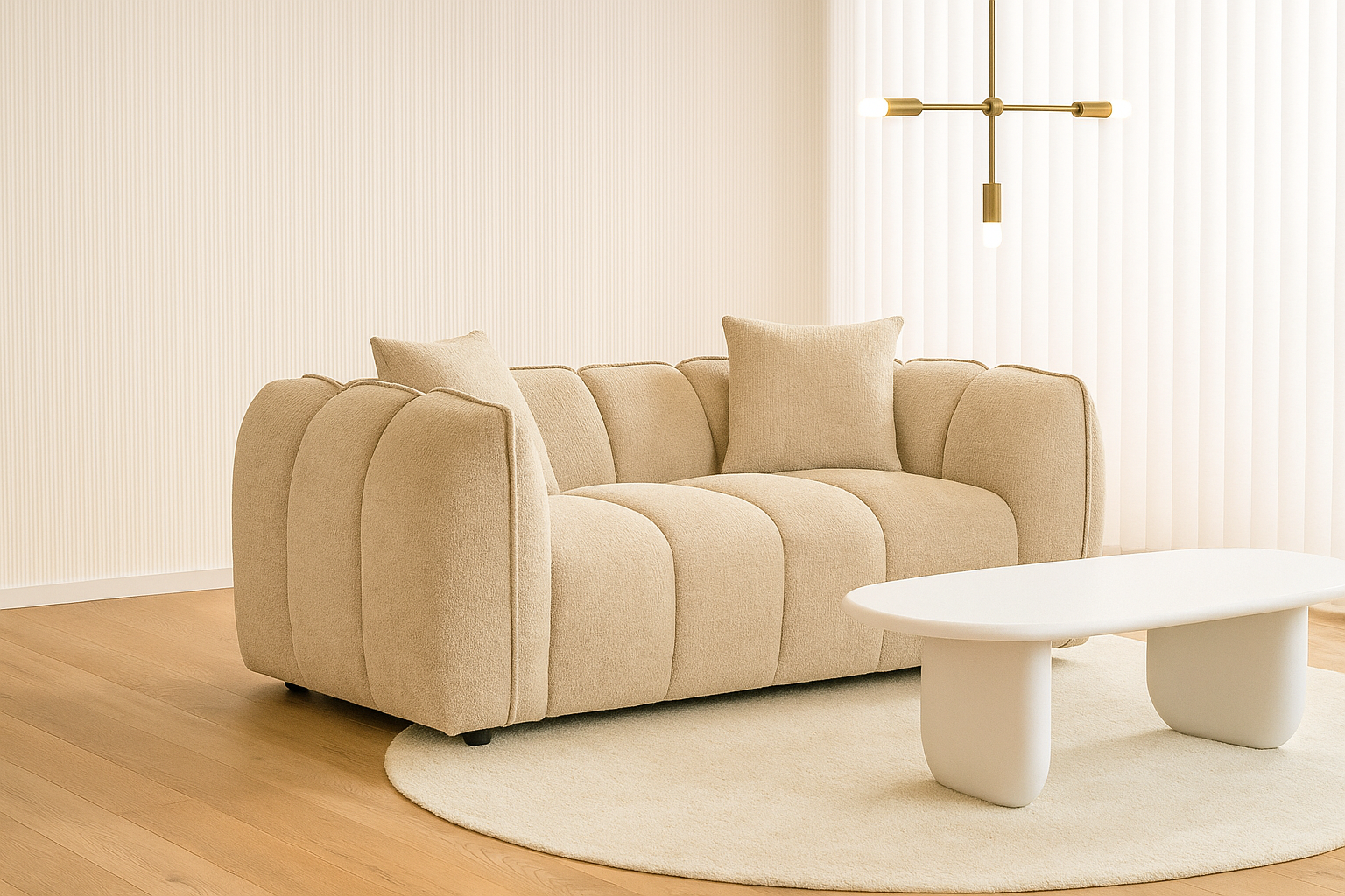SERINZE Fabric 2 Seater Sofa - Beige - Sofa So Good