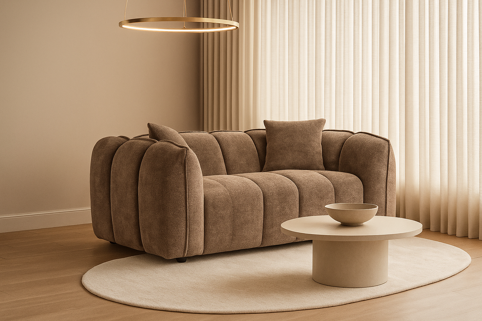 SERINZE Fabric 2 Seater Sofa - Mocha - Sofa So Good