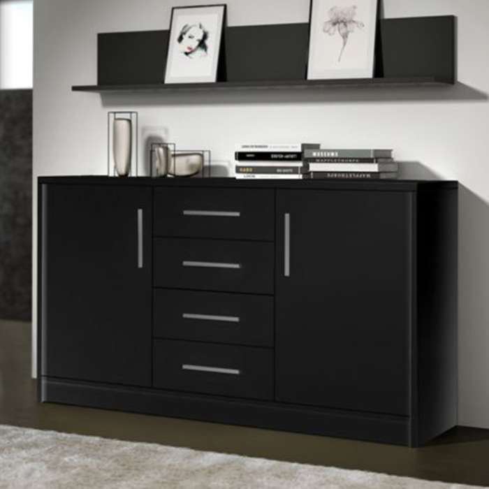 CARNING 2 Door Sideboard with 4 Drawers - Black - Avellino & Wells