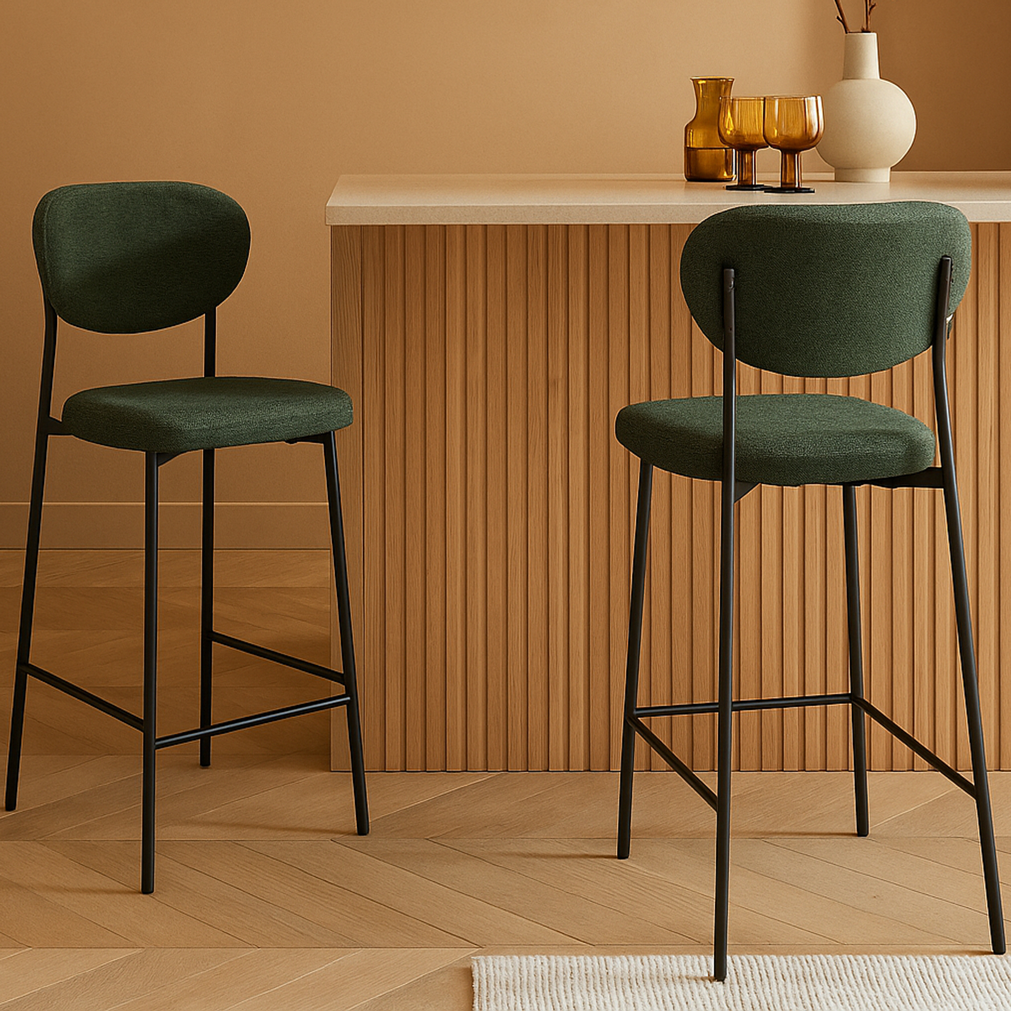 ALDERHOLT Bar Stool Green - Set of 2 - Galvin and Galloway