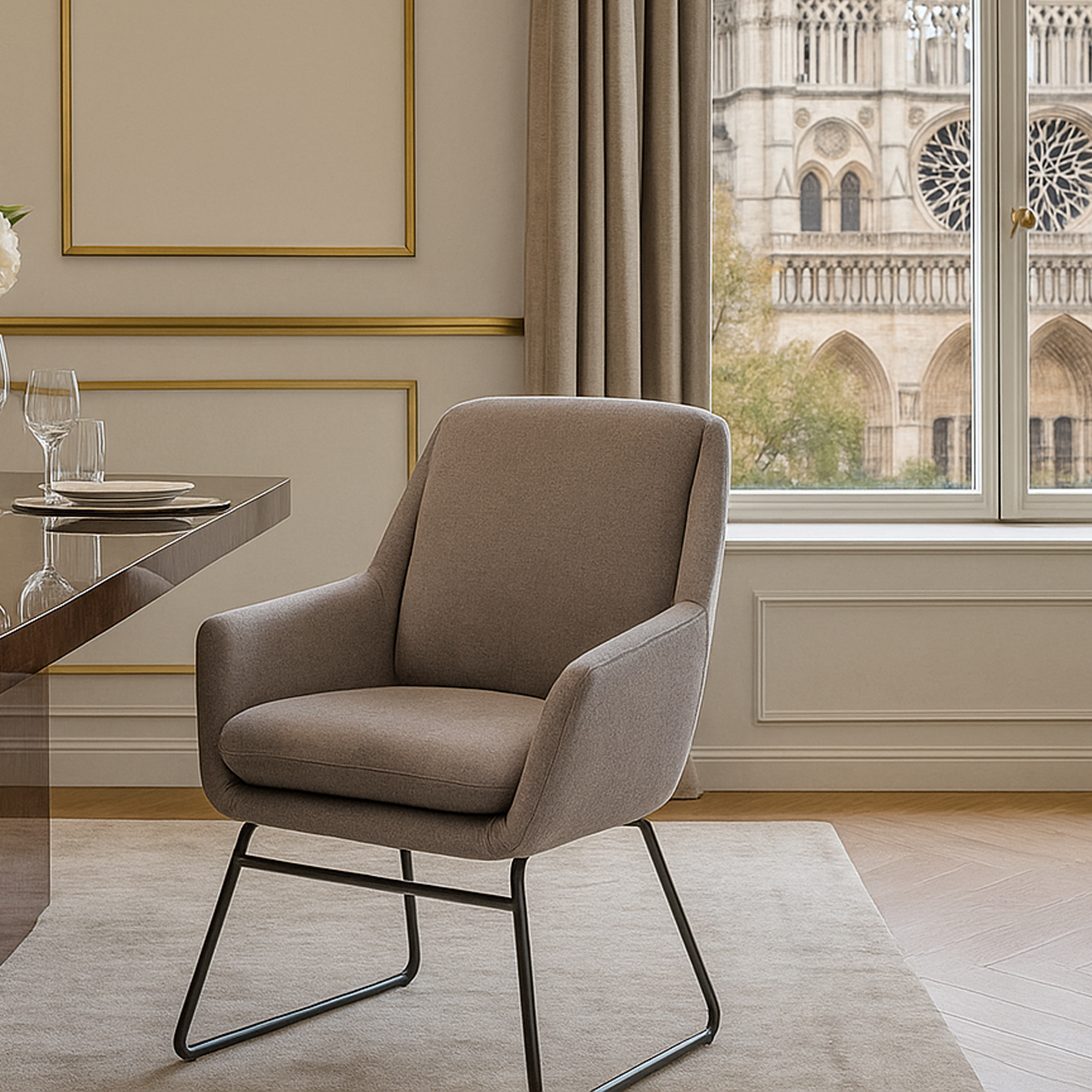 ASHBURY Fabric Armchair - Light Grey - Galvin and Galloway
