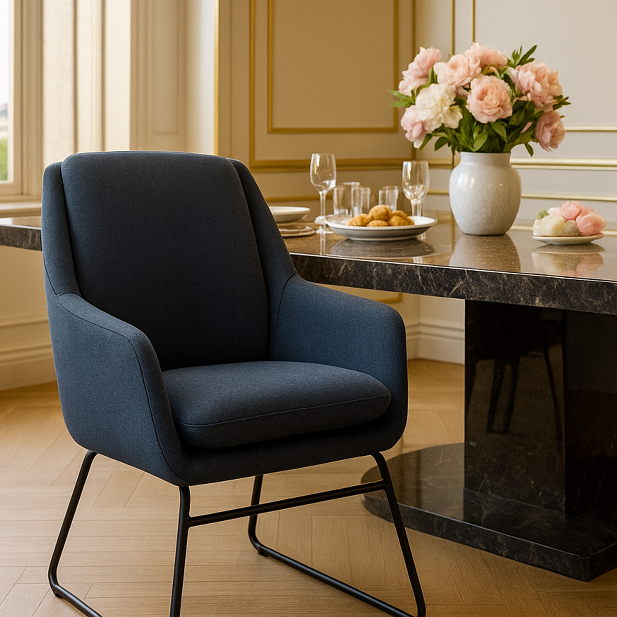 ASHBURY Fabric Armchair - Blue - Galvin and Galloway