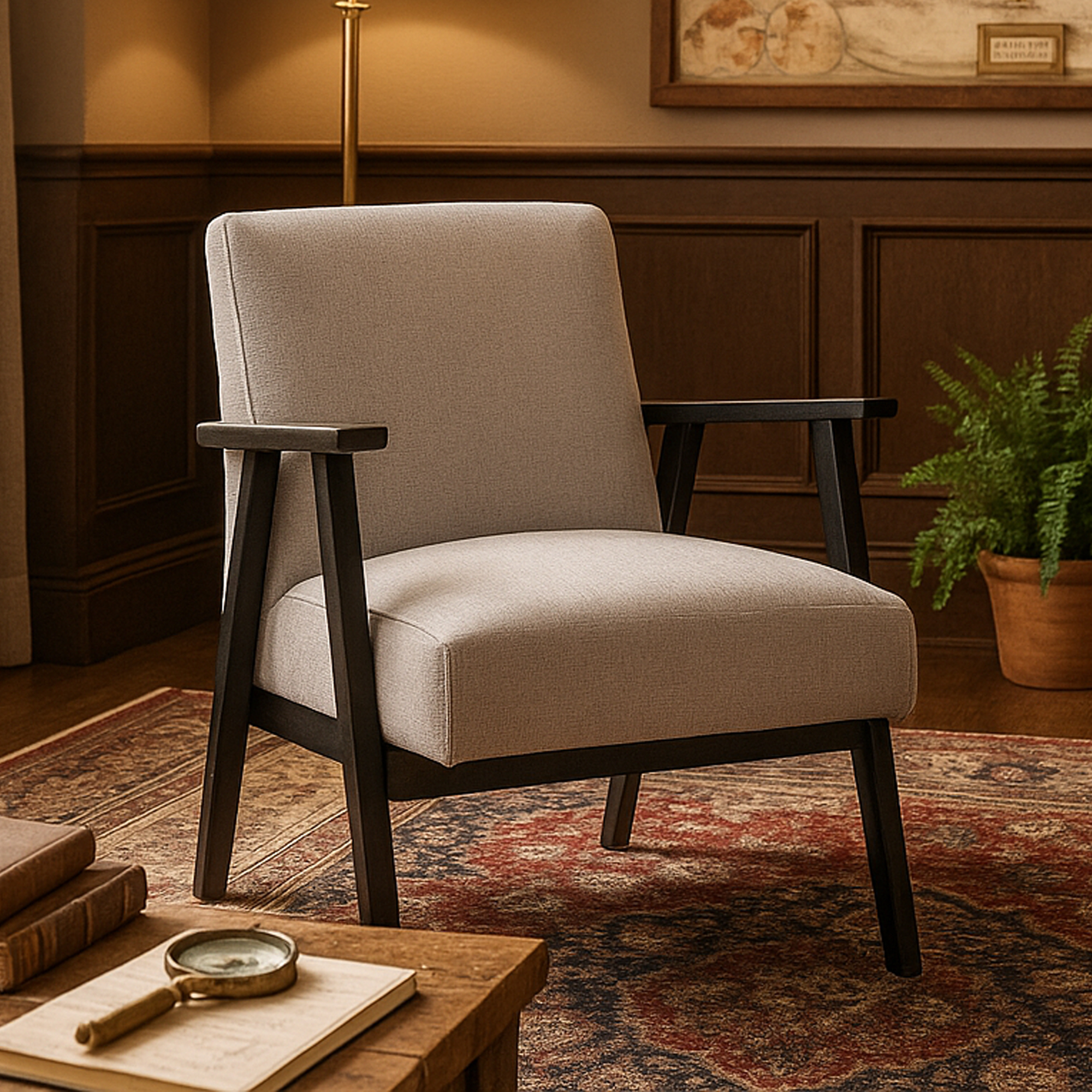 ASHCROFT Fabric Armchair - Black - Galvin and Galloway
