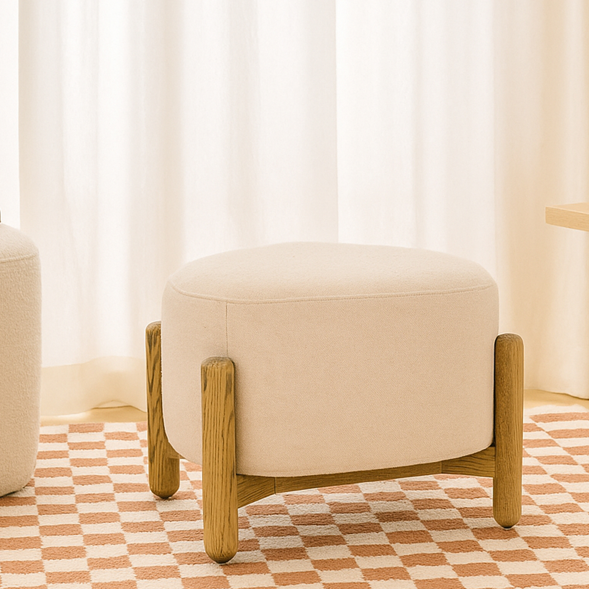 CHILTERN Fabric Footstool - Natural - Galvin and Galloway