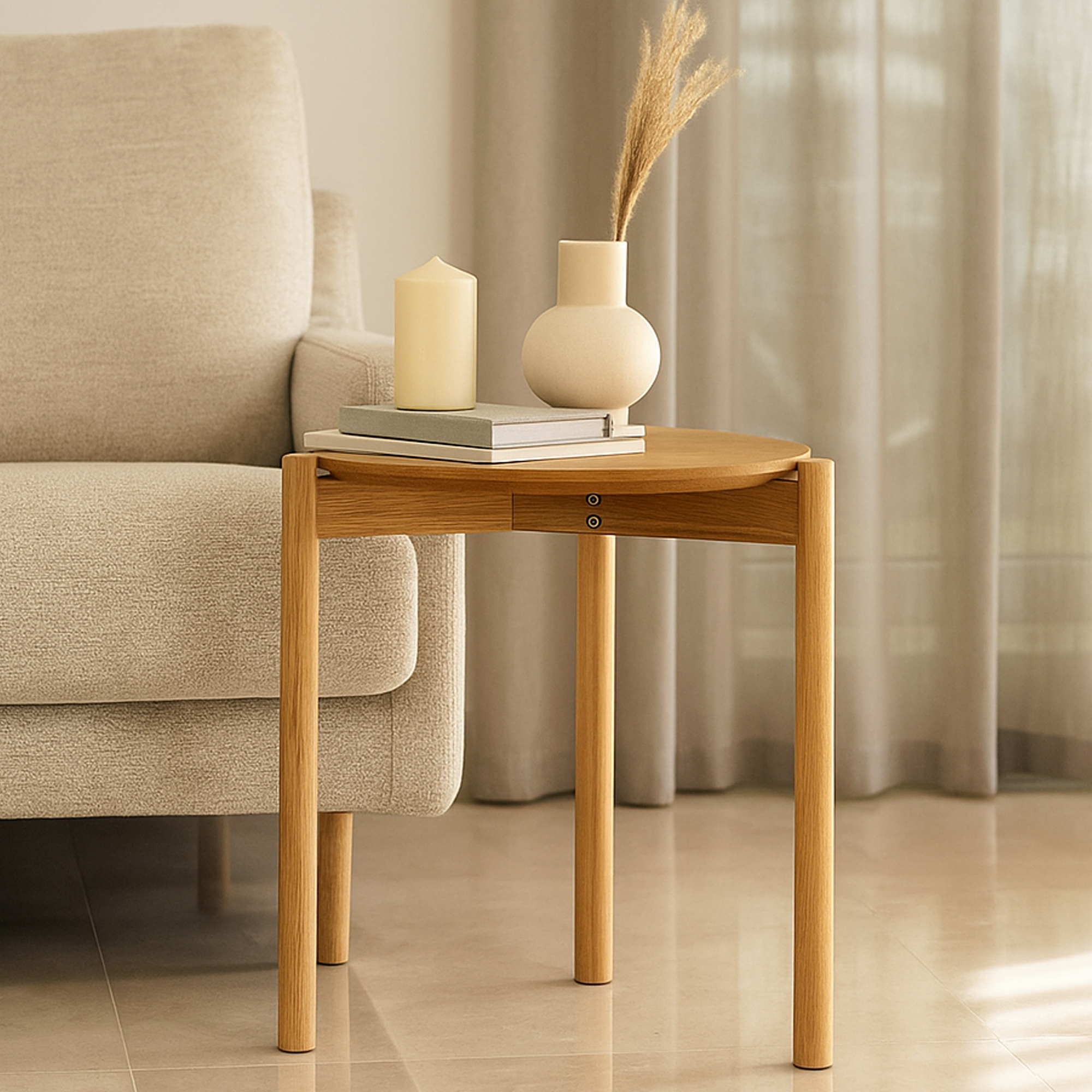 DENLEIGH Side Table Oak - Galvin and Galloway