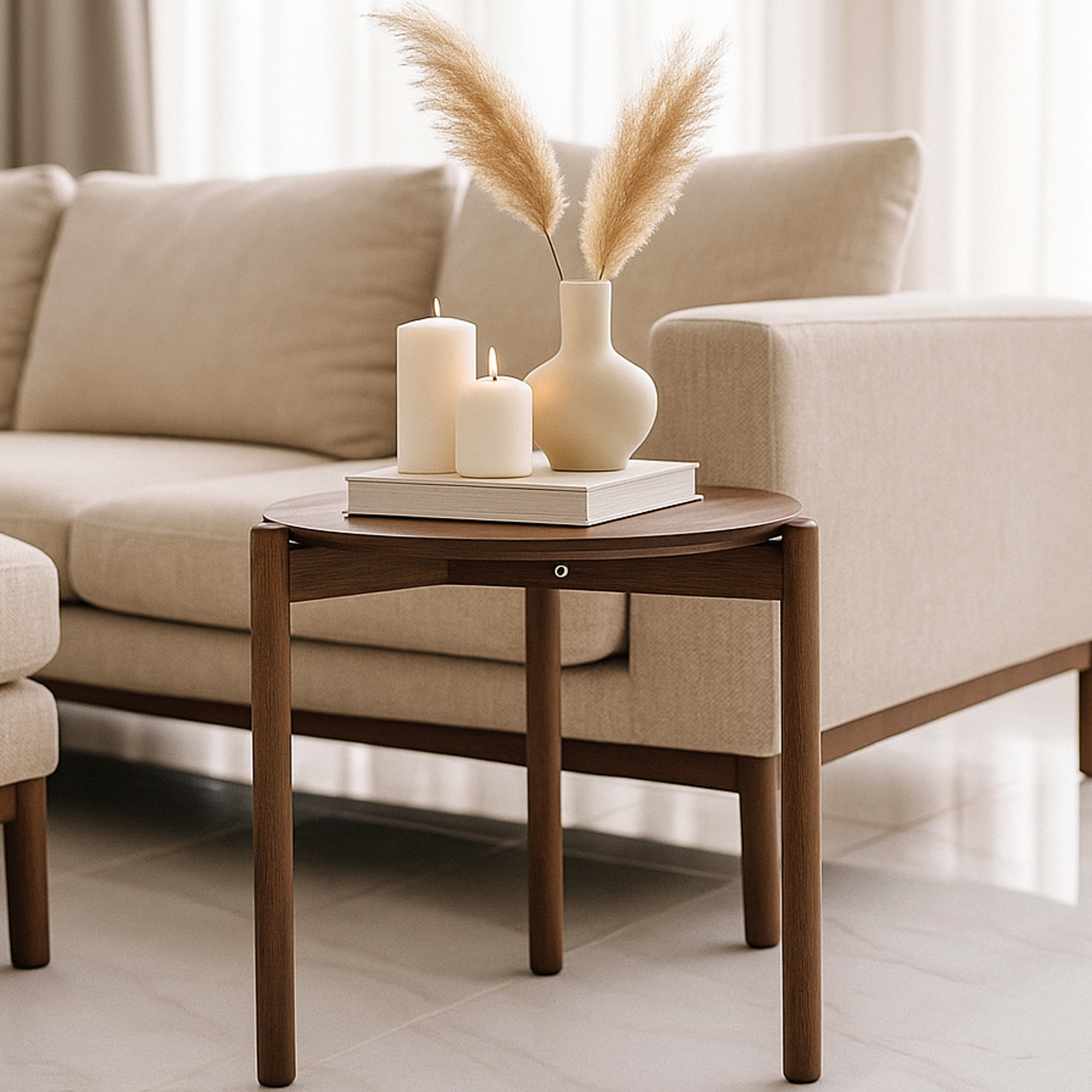 DENLEIGH Side Table Walnut - Galvin and Galloway