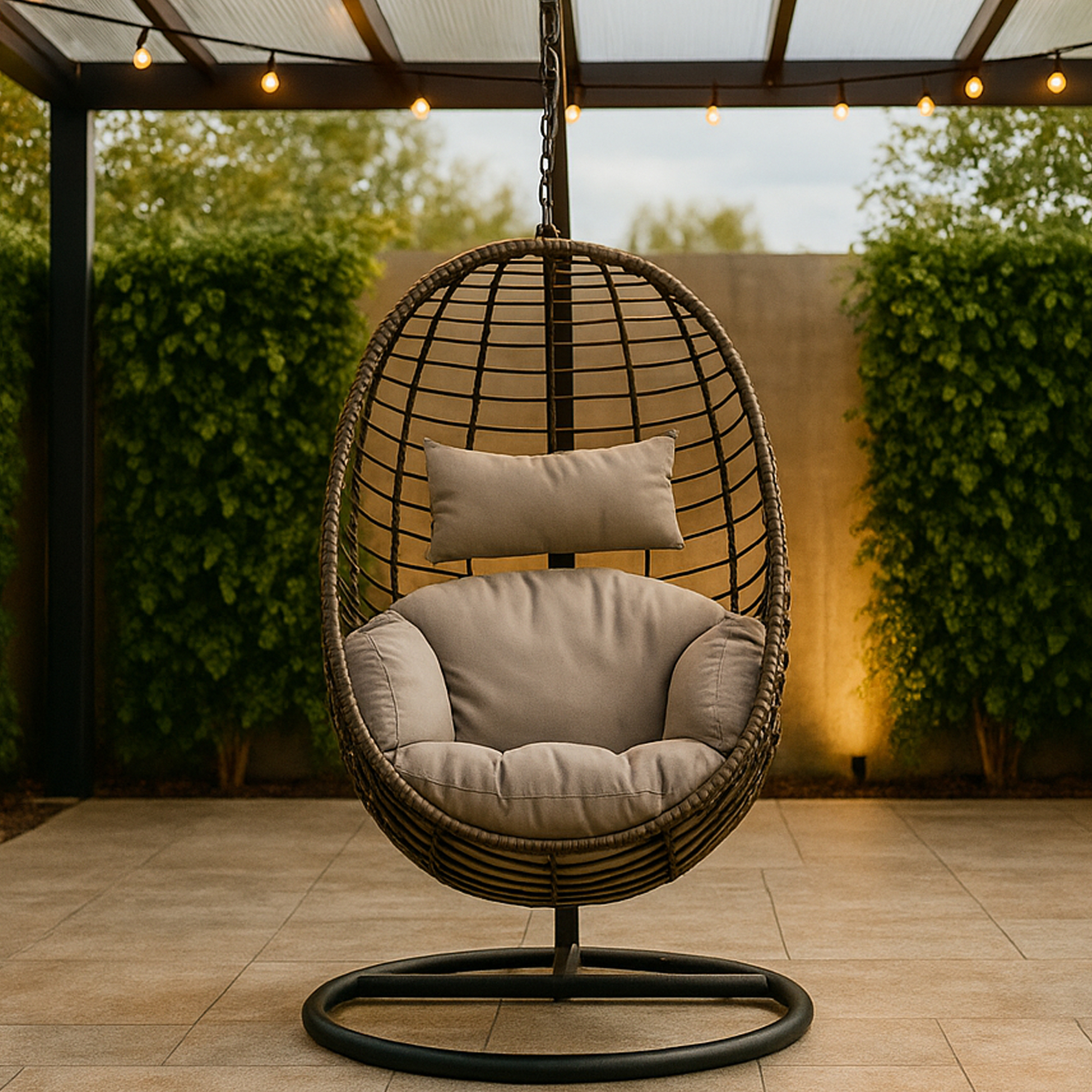 EDGEWORTH 1 Seater Hanging Egg Chair - Black - Galvin and Galloway