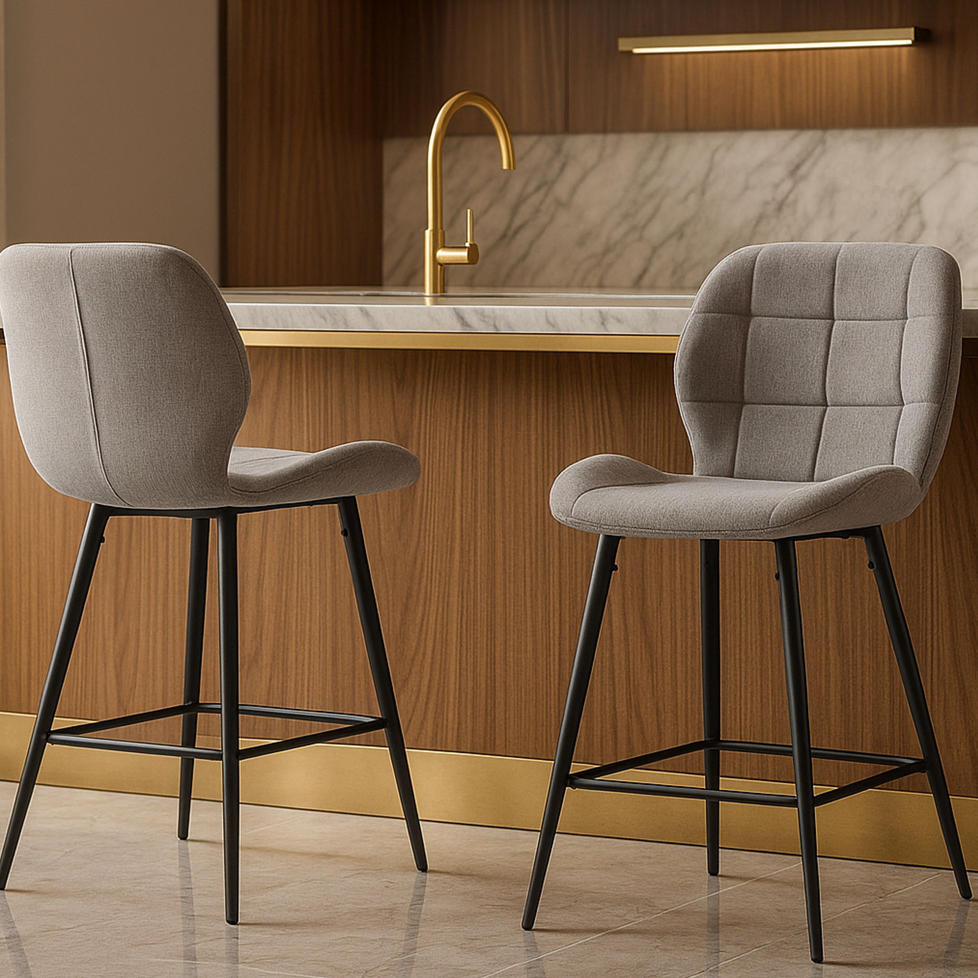 ELMWOOD Bar Stool Light Grey - Set of 2 - Galvin and Galloway