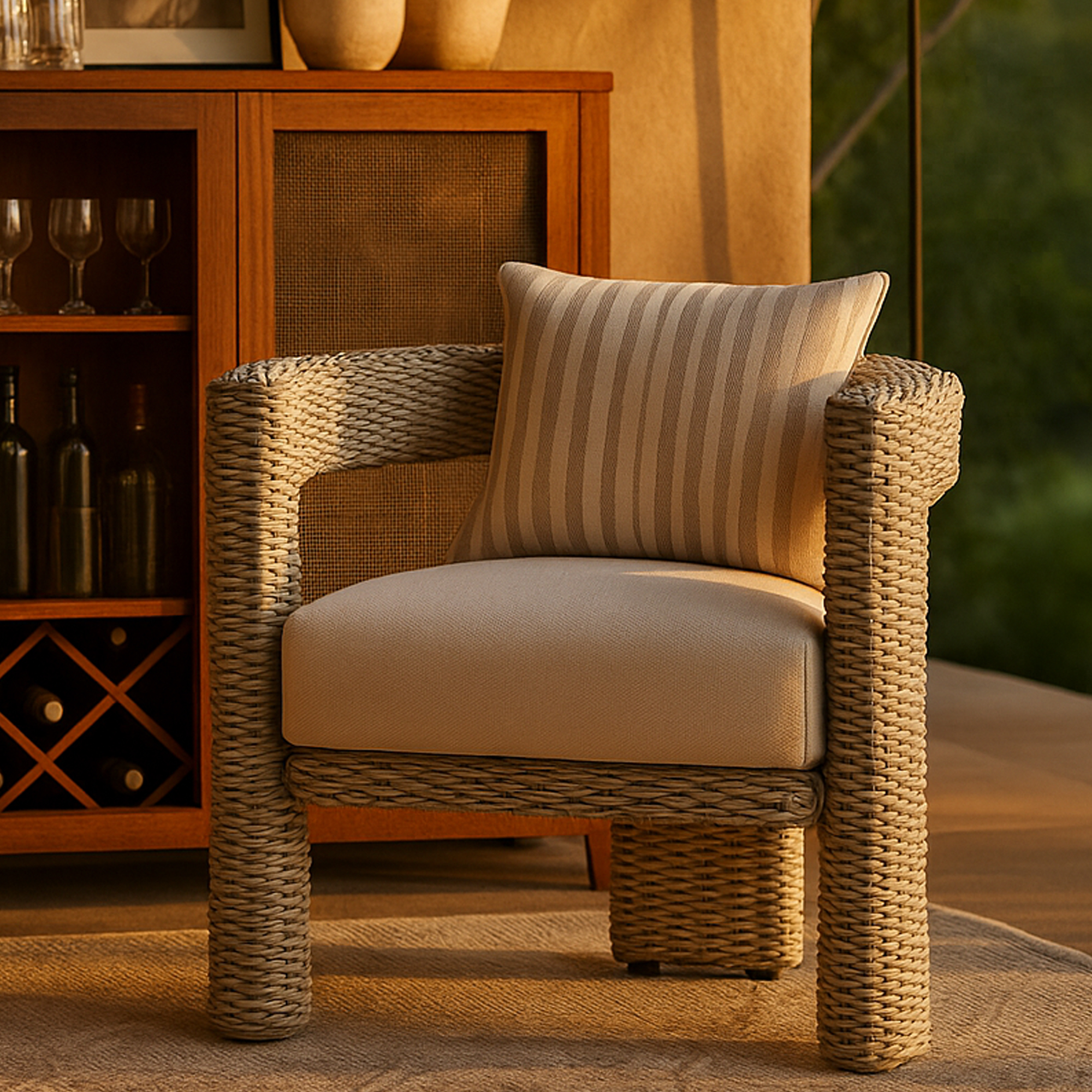 EVERSHAM Rattan Garden Stool - Set of 2 - Galvin and Galloway