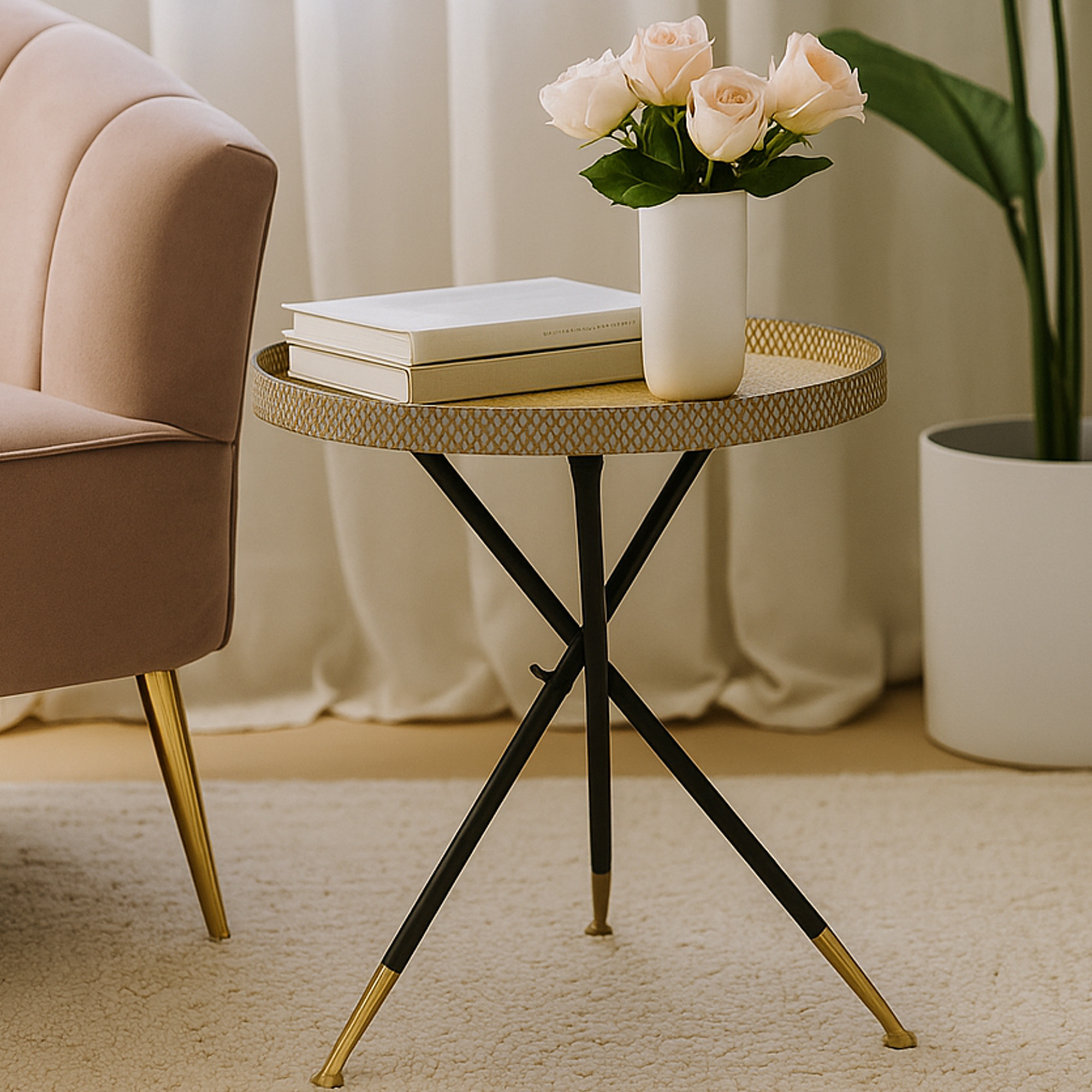 HAZELMERE Metal Side Table - Gold - Galvin and Galloway