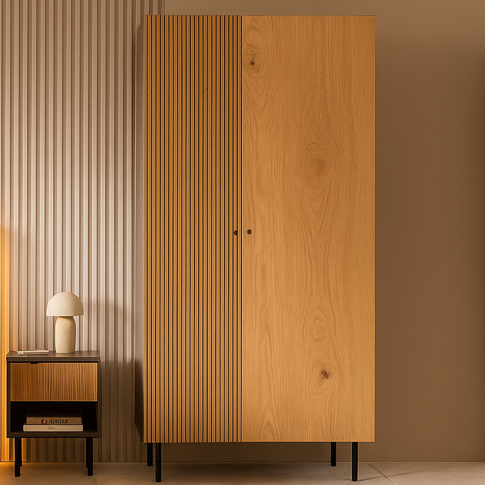 LARKSPUR 2 Door Wardrobe Light Oak - 85cm - Galvin and Galloway