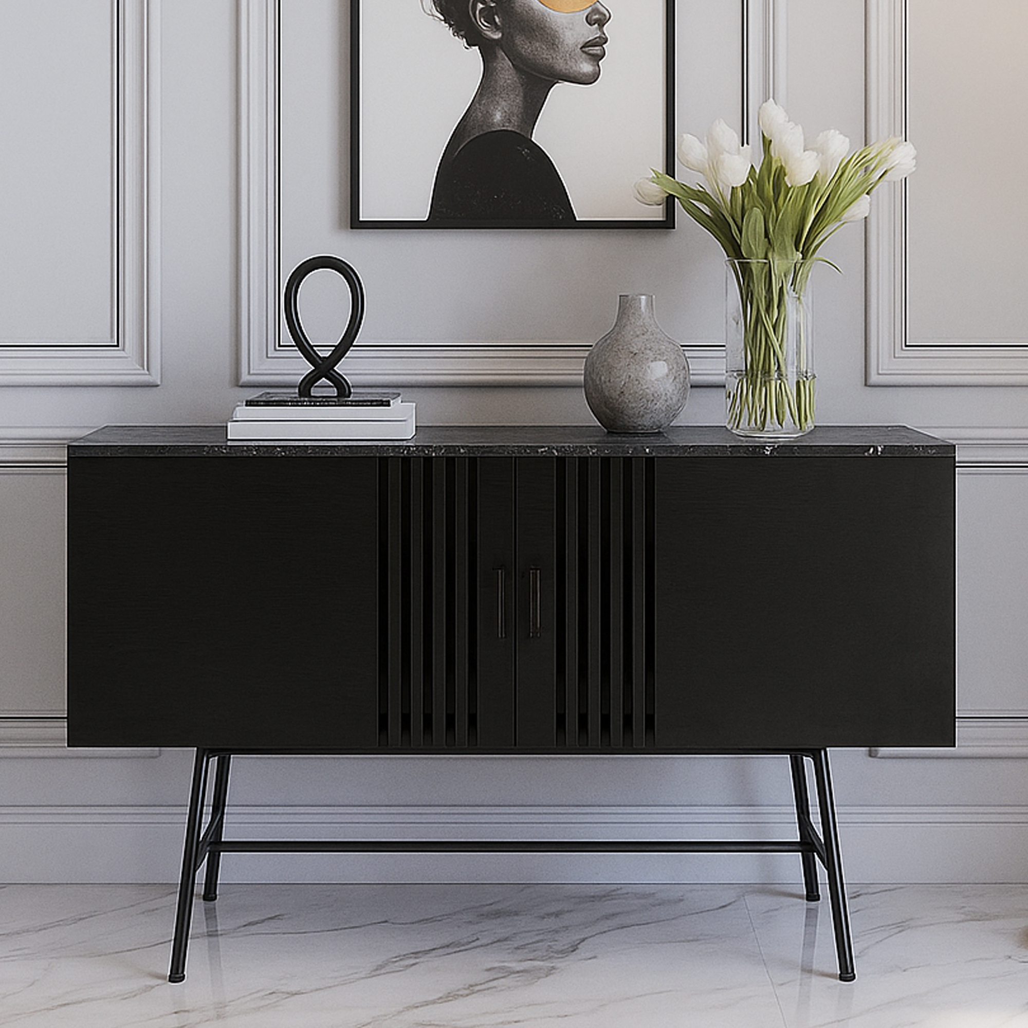 LONGRIDGE 2 Door Sideboard - Black - Galvin and Galloway