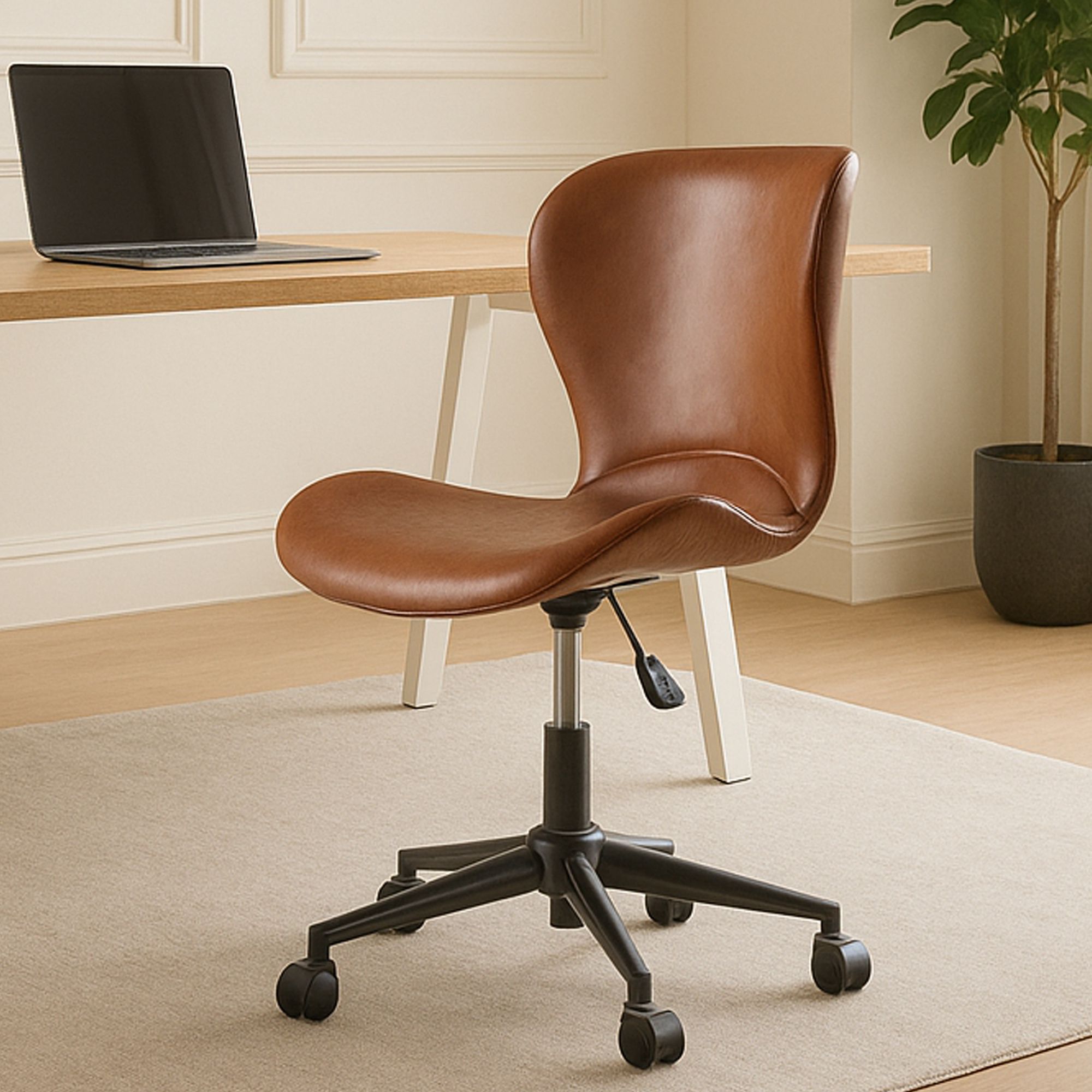 NORWOOD PU Leather Swivel Chair - Brown - Galvin and Galloway