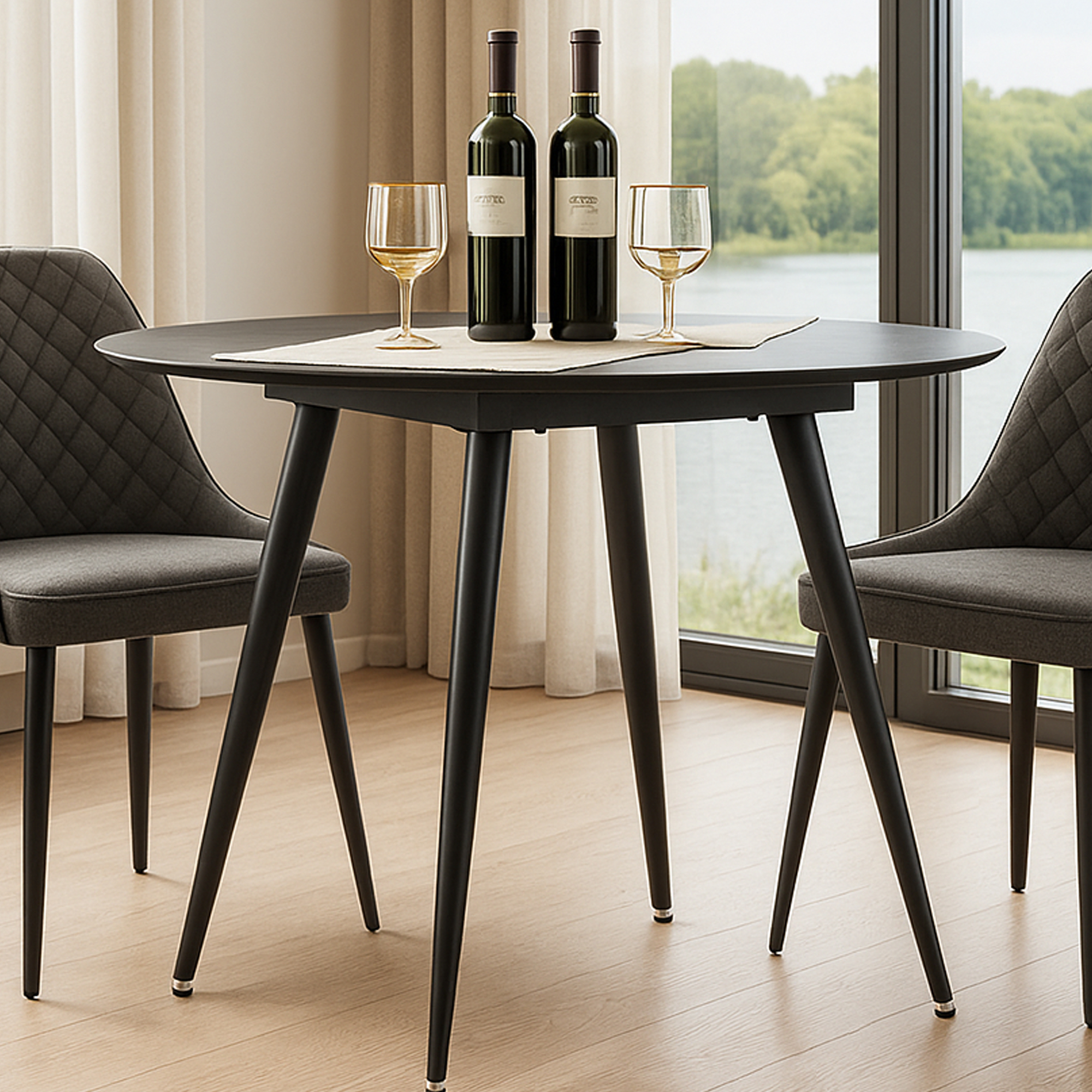 PARKHURST Round Dining Table - Black - Galvin and Galloway