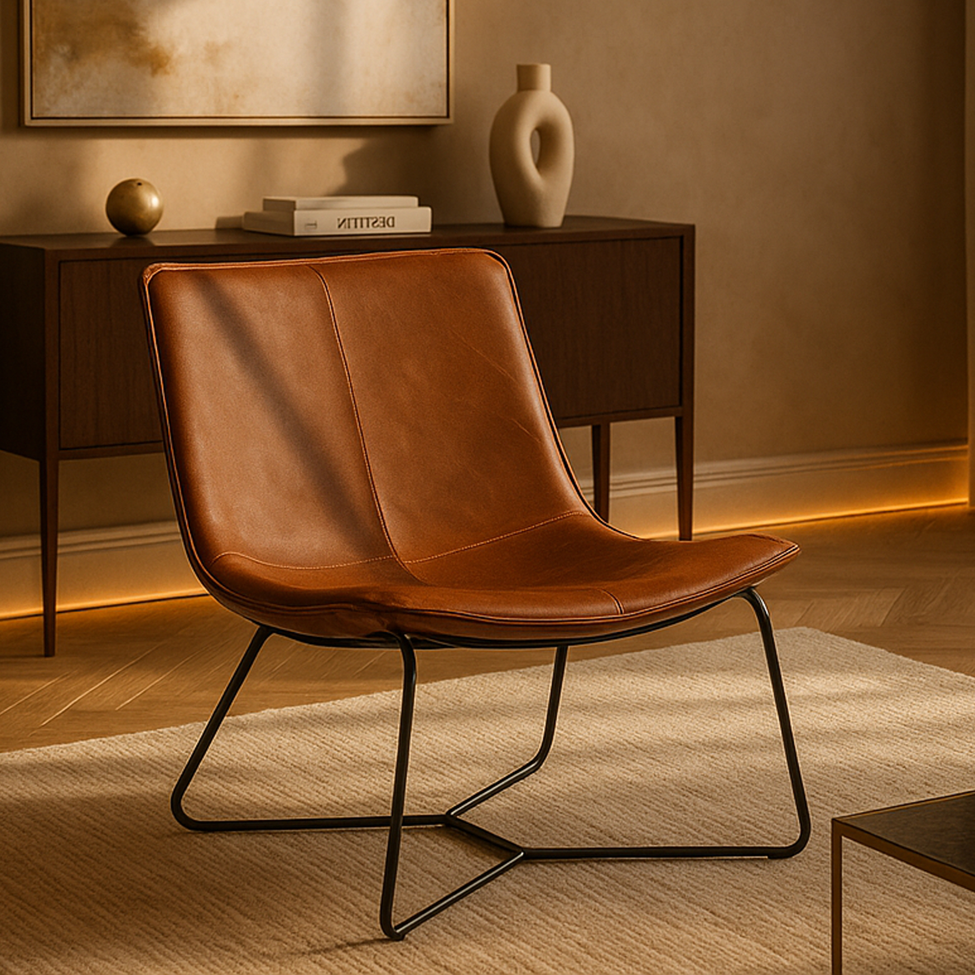 RAVENSBOURNE PU Leather Multi Purpose Chair - Brown - Galvin and Galloway