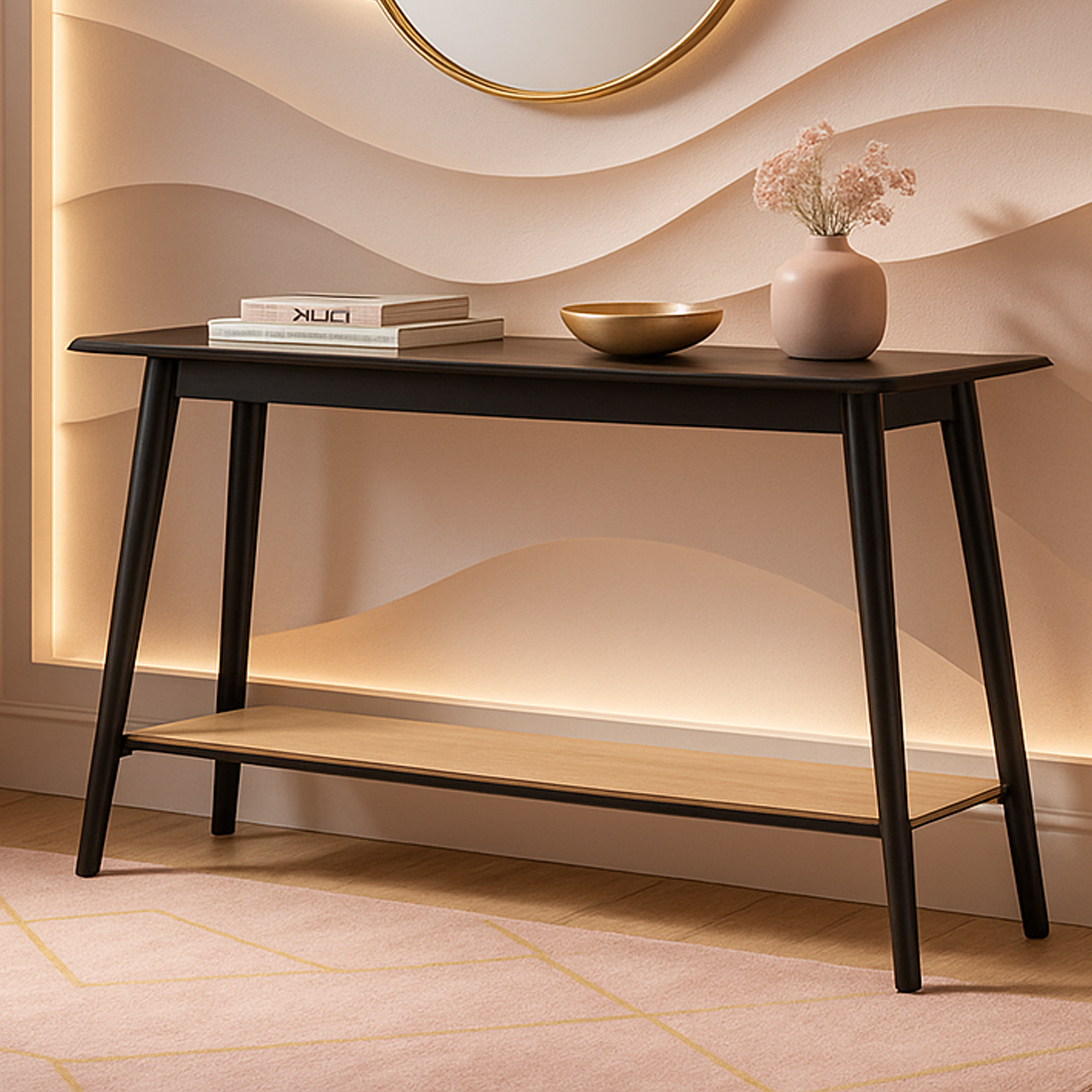 ROSEBANK Console Table with Shelf - Black - Galvin and Galloway