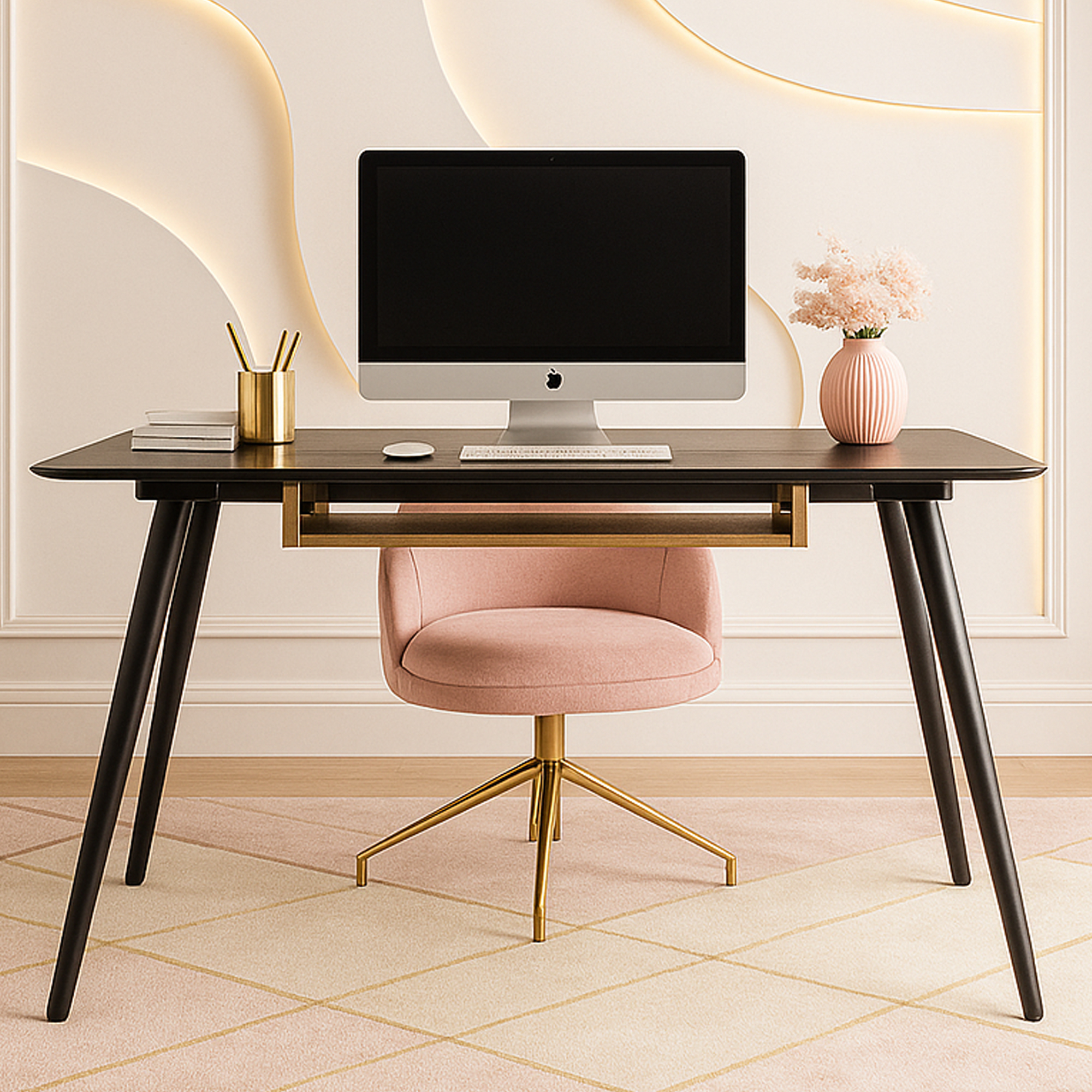 ROSEBANK Desk with Shelf - Black - Galvin and Galloway