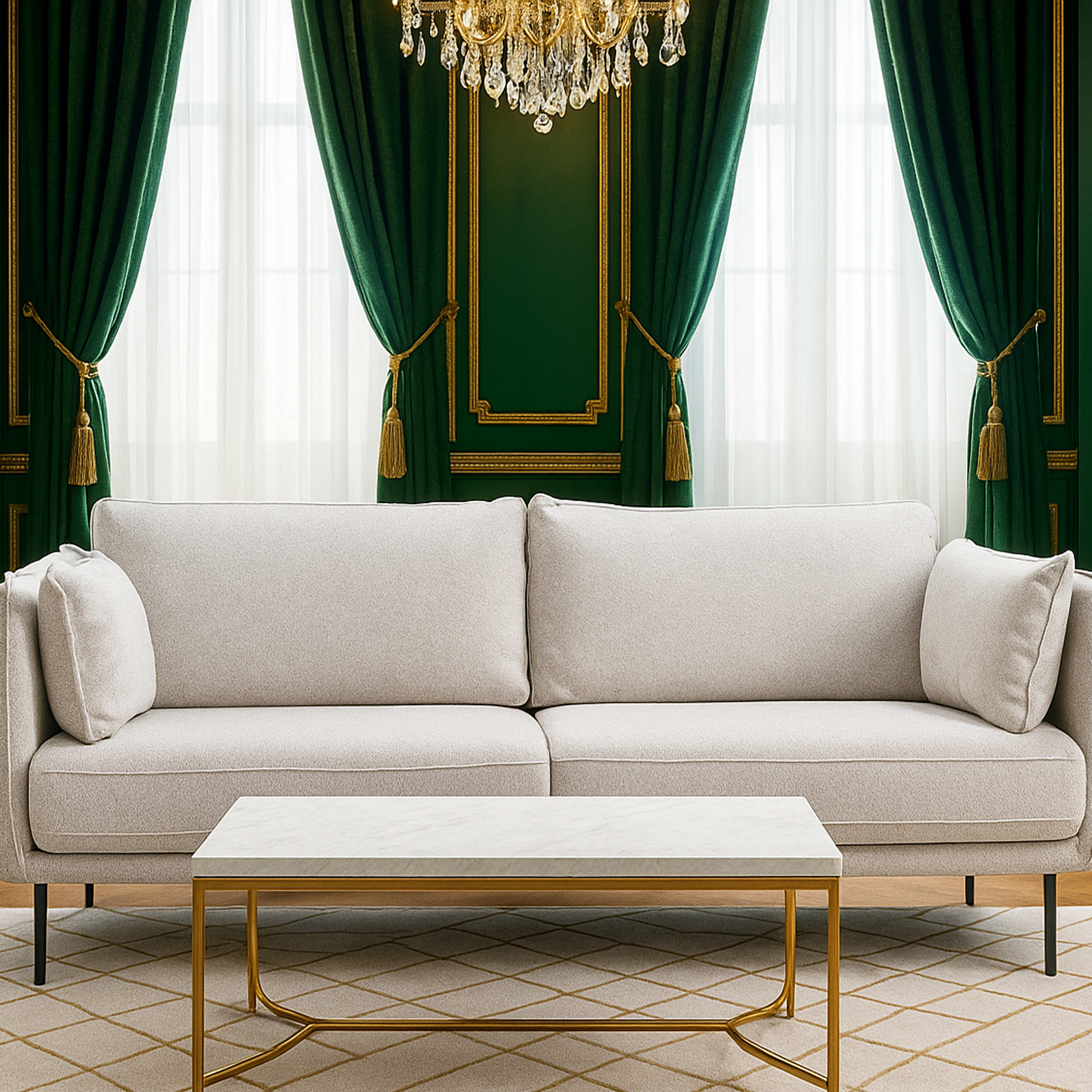 ROSEVALE Fabric 3 Seater Sofa - Natural - Galvin and Galloway