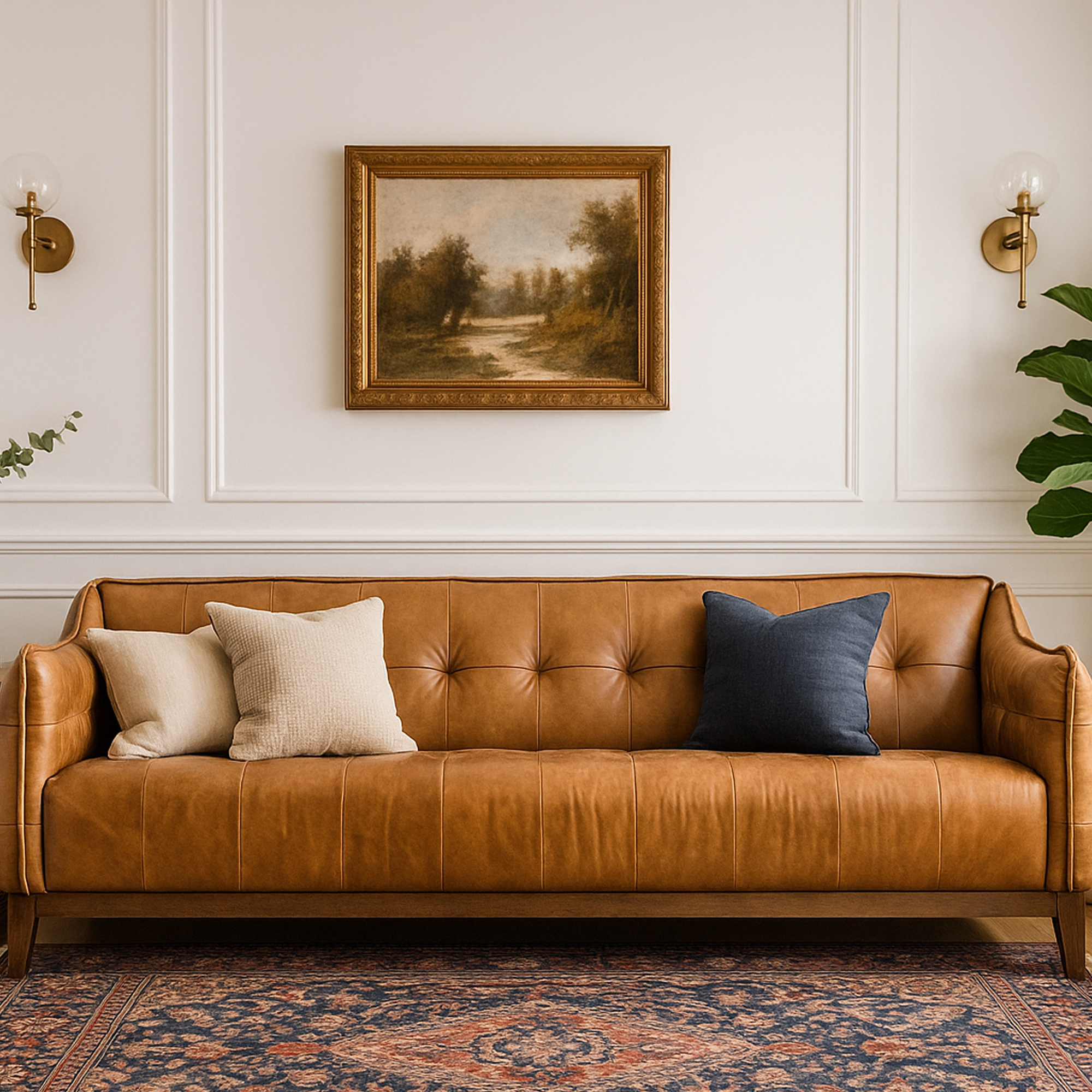 SOMERFIELD Leather 3 Seater Sofa - Brown - Galvin and Galloway