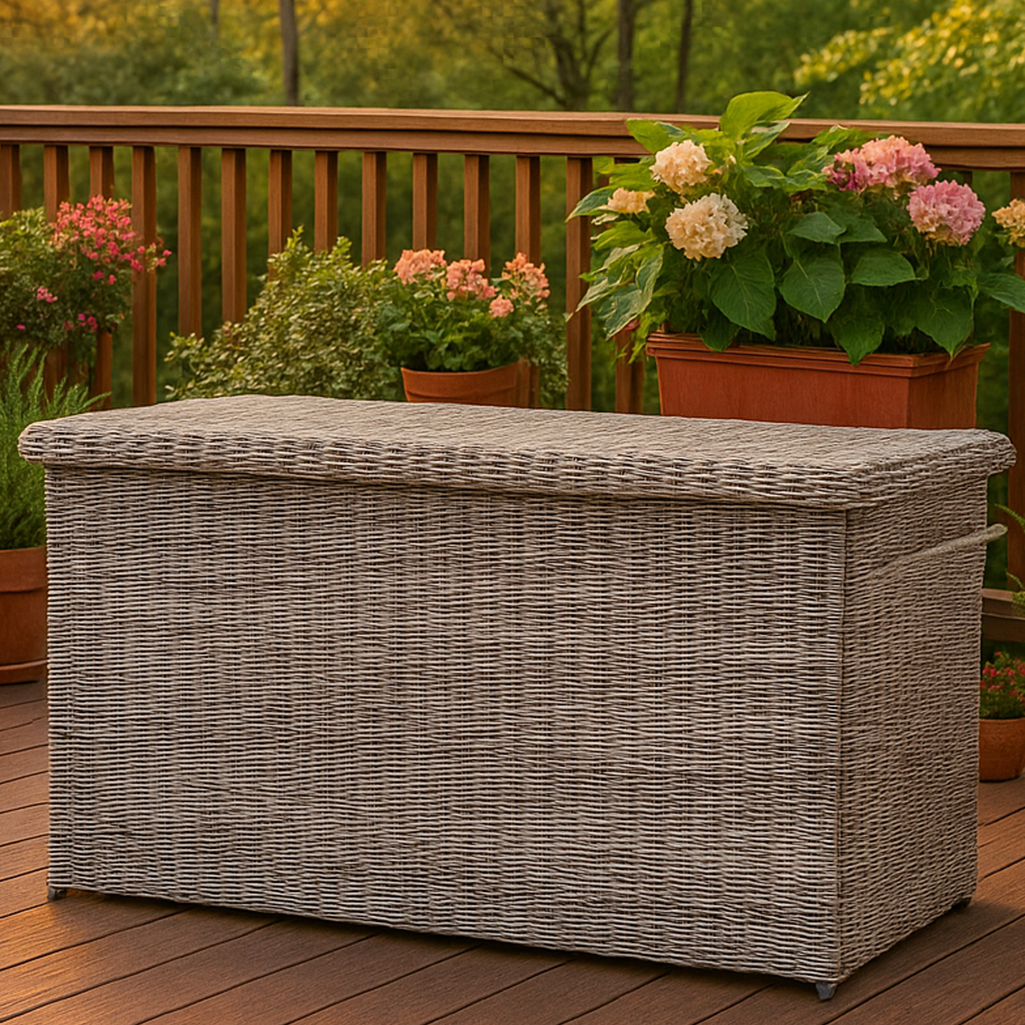 UPTONLEIGH Rattan Garden Storage Box - Brown - Galvin and Galloway