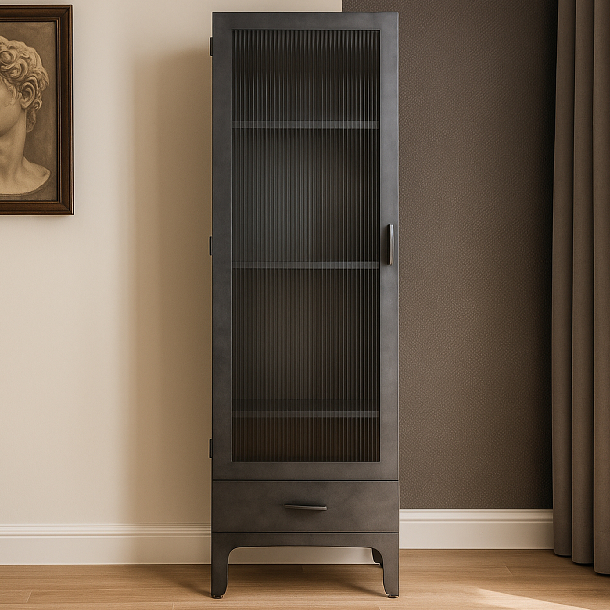 WESTCOTT 1 Drawer 1 Door Display Cabinet - Grey - Galvin and Galloway