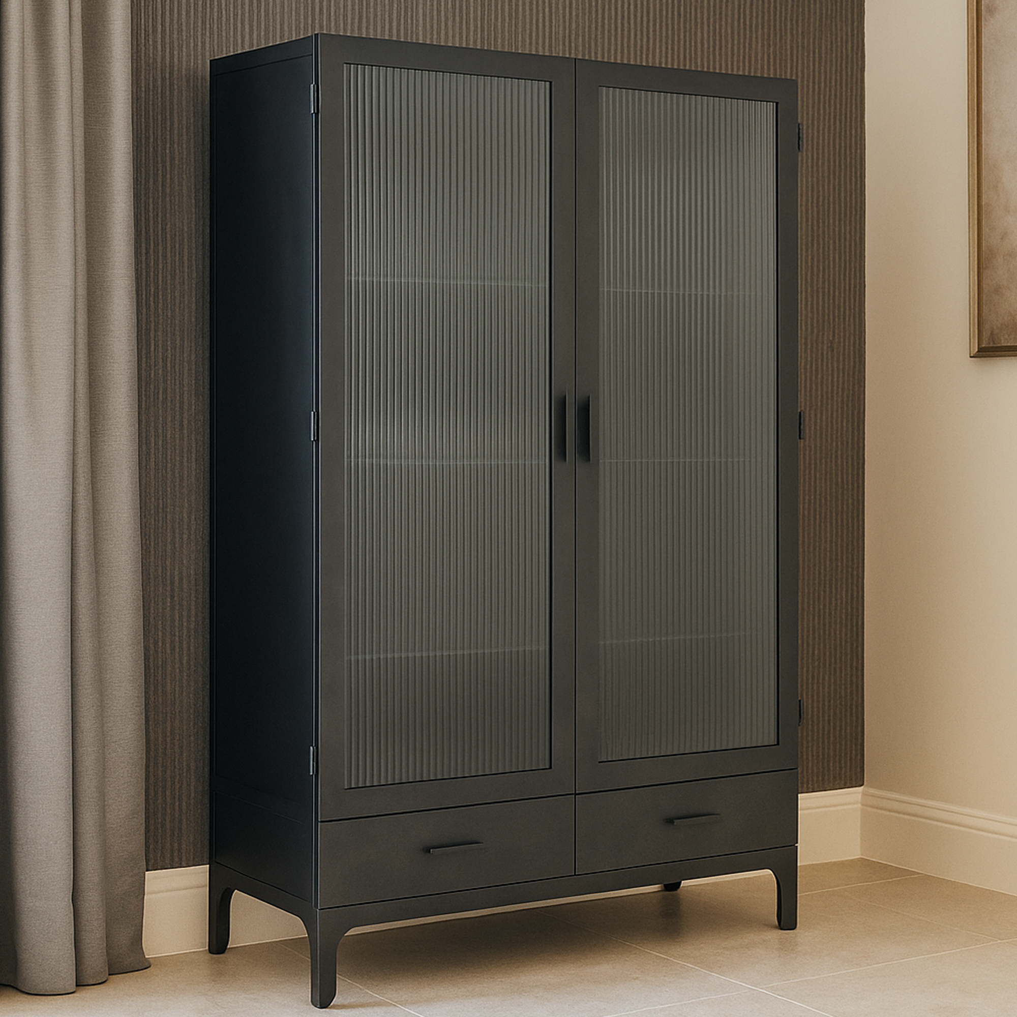 WESTCOTT 2 Door 2 Drawer Display Cabinet - Grey - Galvin and Galloway