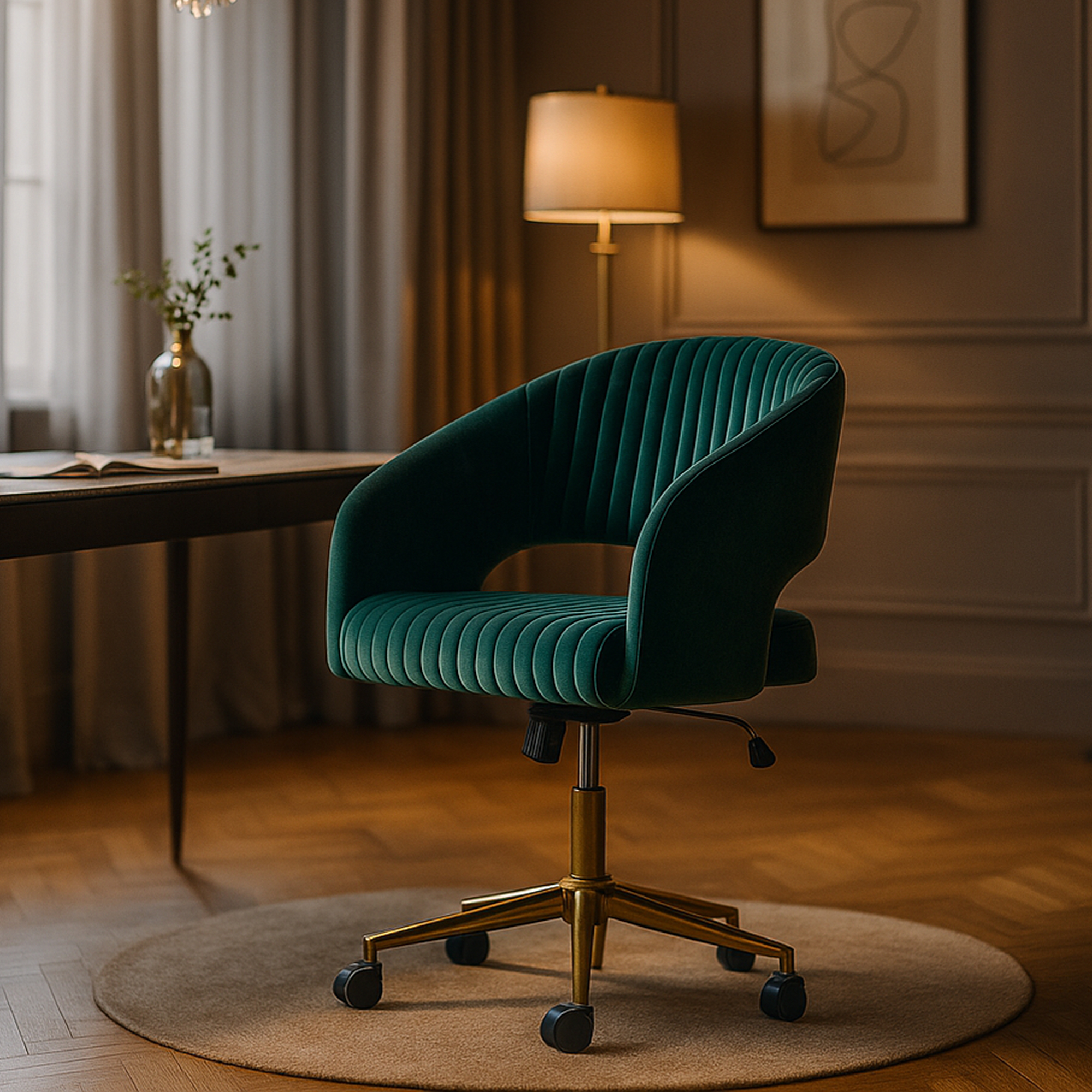 WESTFIELD Velvet Swivel Chair - Green - Galvin and Galloway