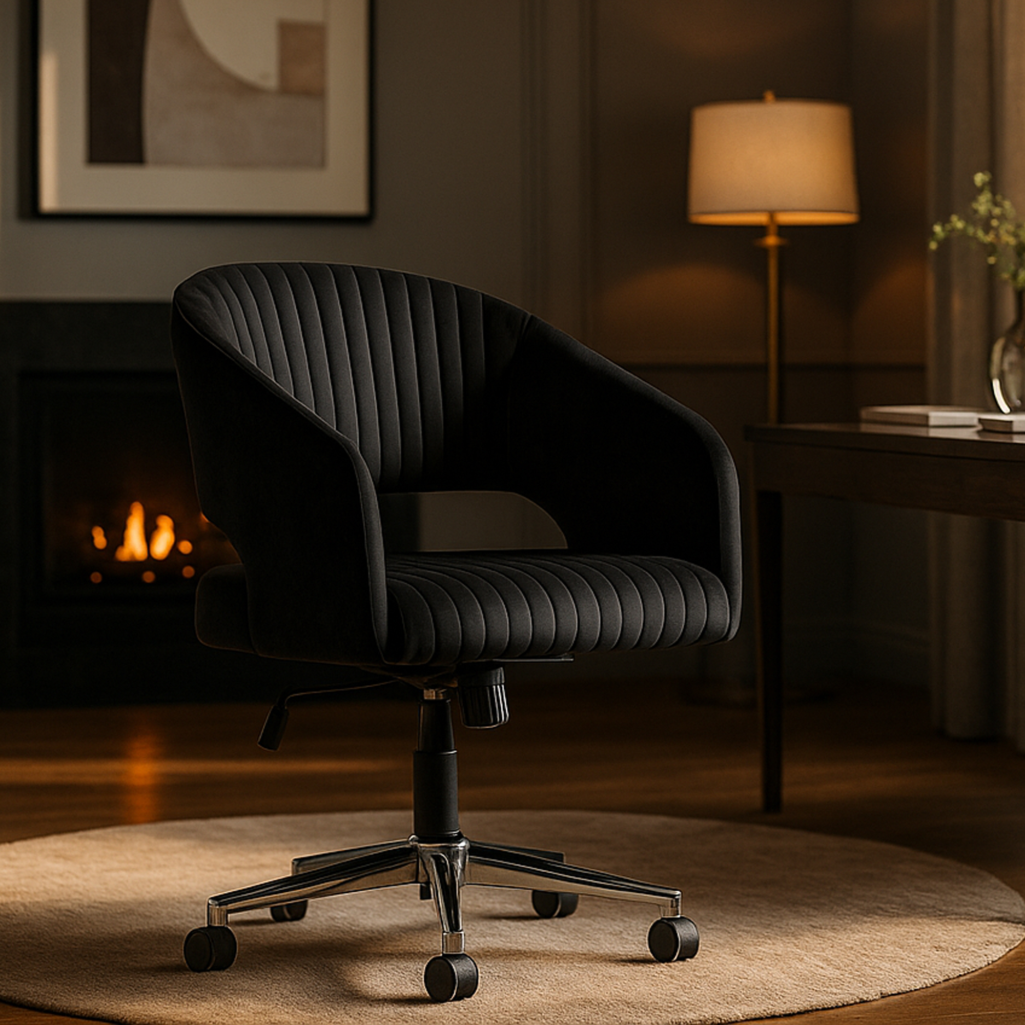 WESTFIELD Velvet Swivel Chair - Black - Galvin and Galloway